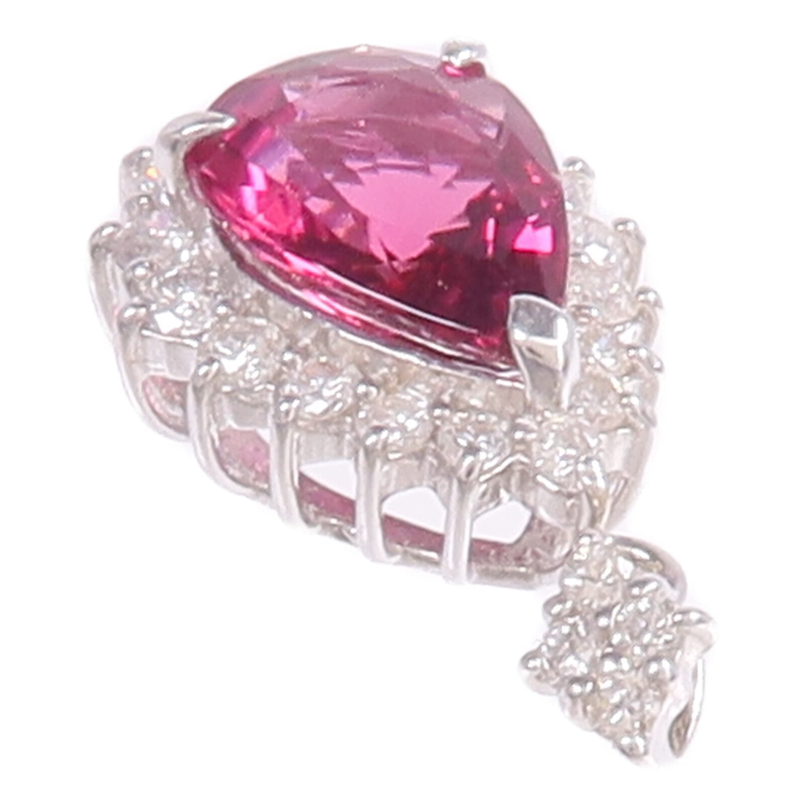JEWELRY 18K白金Rubellite Diamond Pendant Top紅碧璽/鑽石項鍊