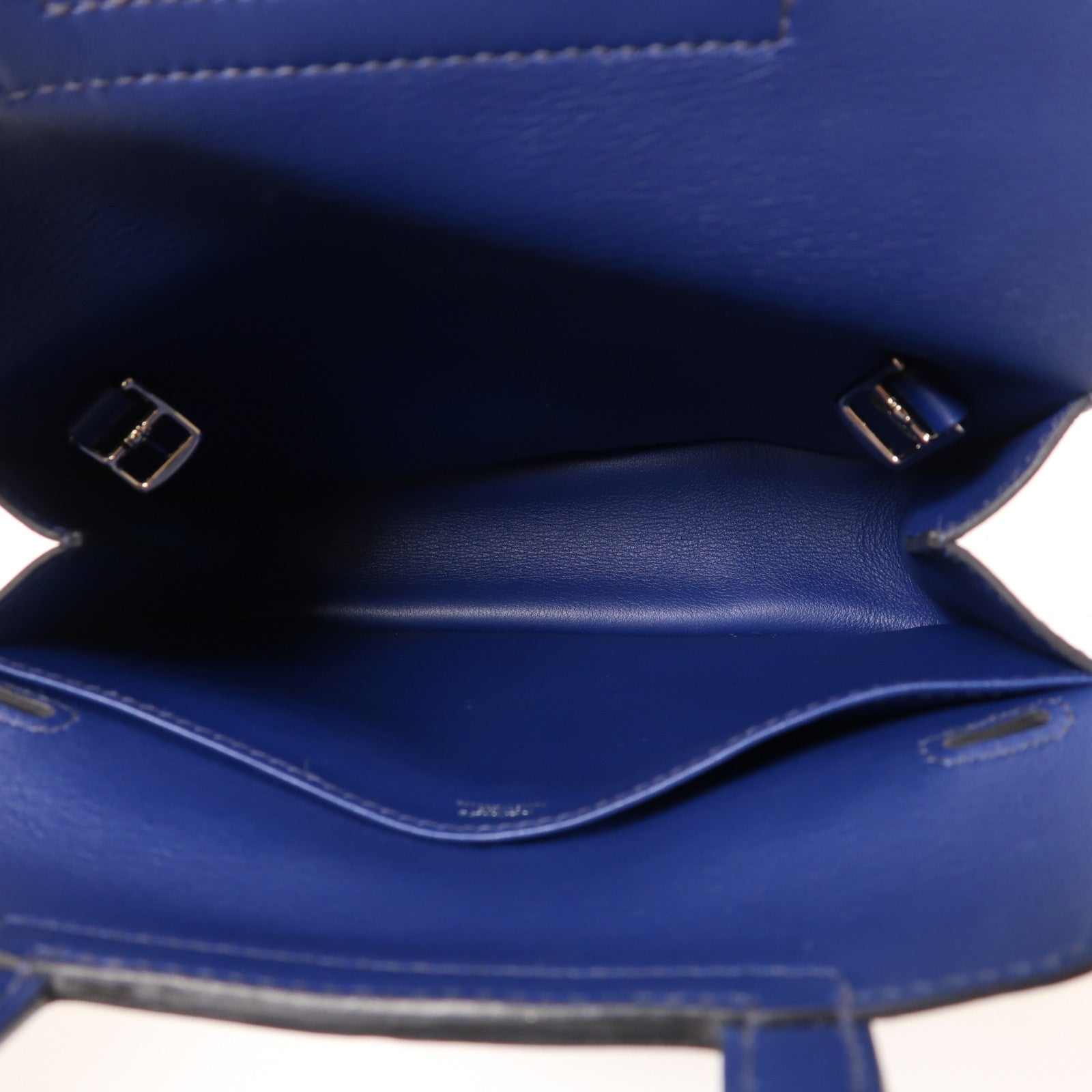 HERMES PHW Mini Halzan 2way Shoulder Bag Swift Leather Bleu Encre