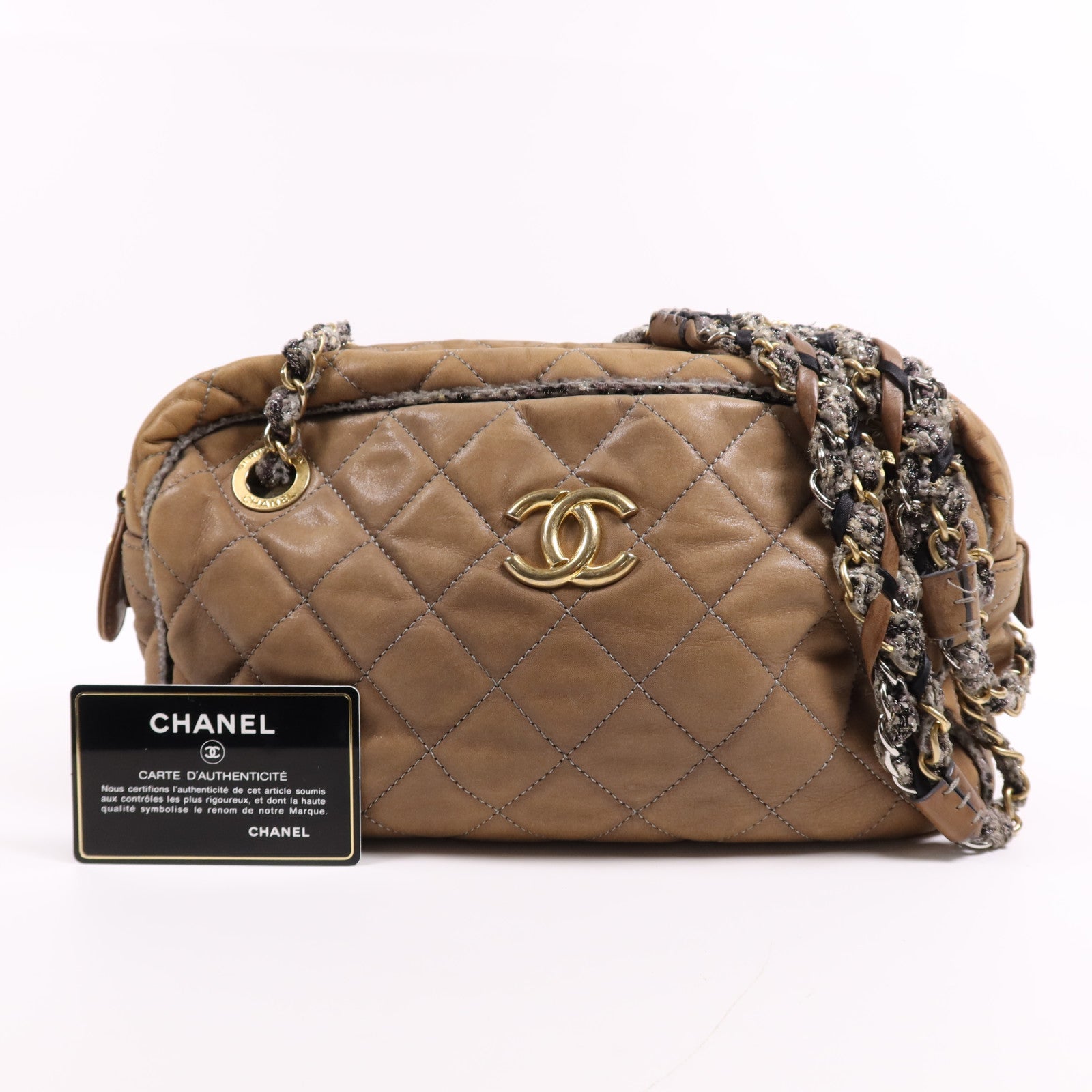 CHANEL 牛皮皮革Chain Shoulder Bag金扣鏈帶手挽肩背兩用袋
