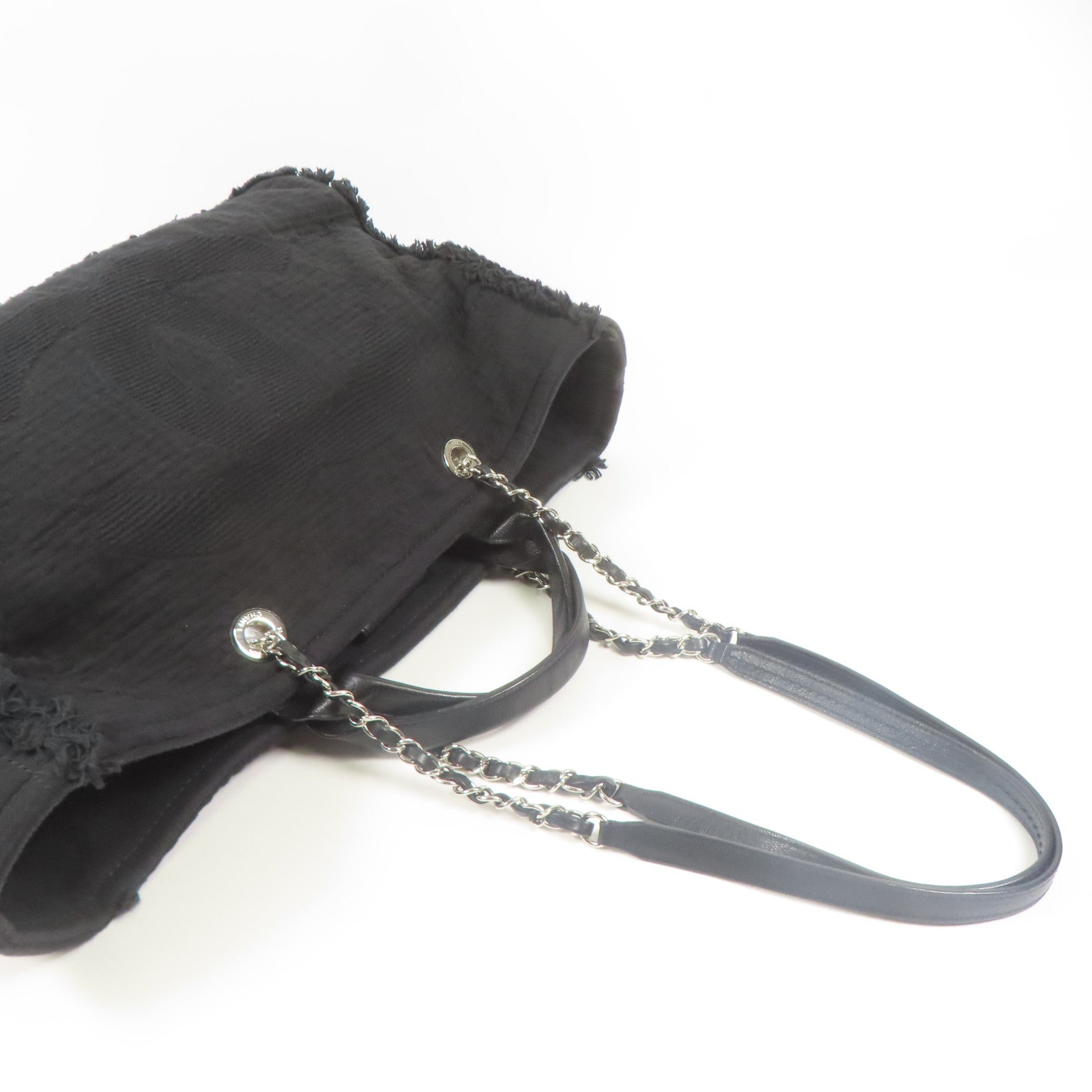 CHANEL 帆布2 Way Shoulder銀扣手挽肩背兩用袋
