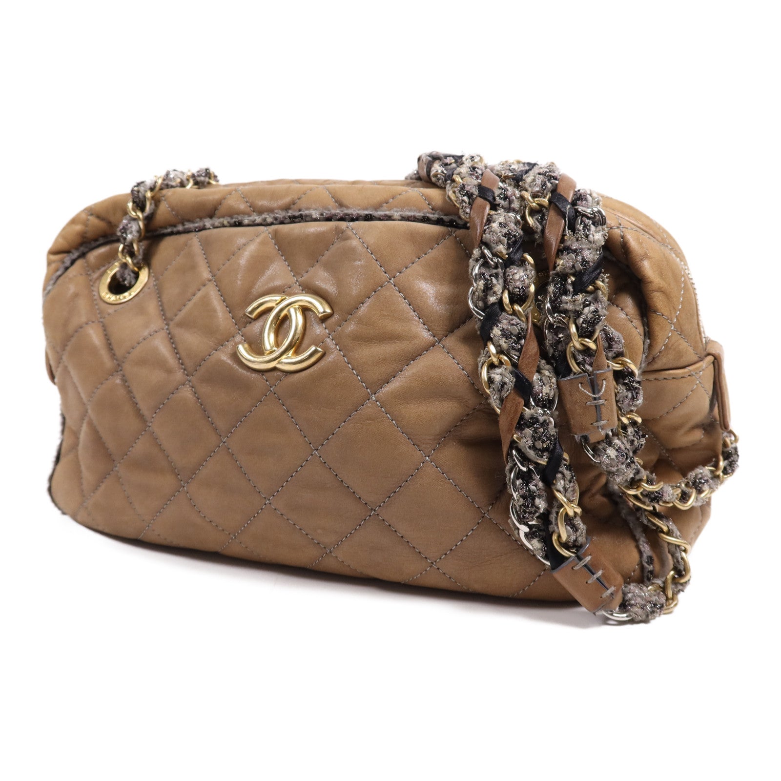CHANEL 牛皮皮革Chain Shoulder Bag金扣鏈帶手挽肩背兩用袋