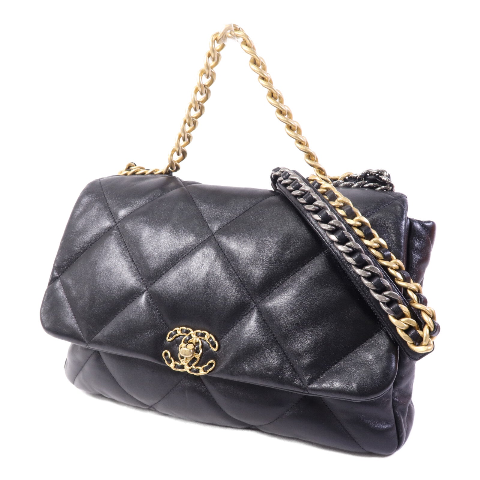 CHANEL 羊皮皮革Chanel 19 Maxi鏈帶肩背袋