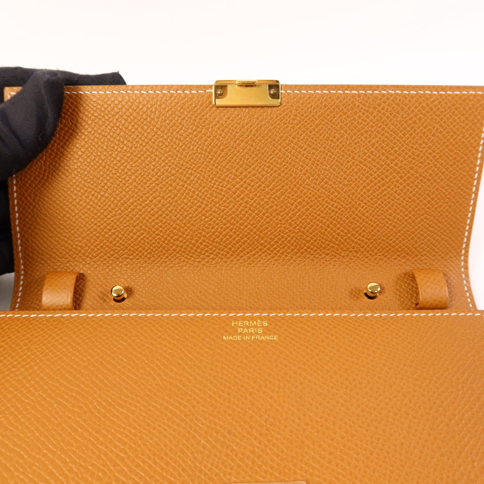 HERMES Epsom皮革Clic 16金扣肩背袋Gold