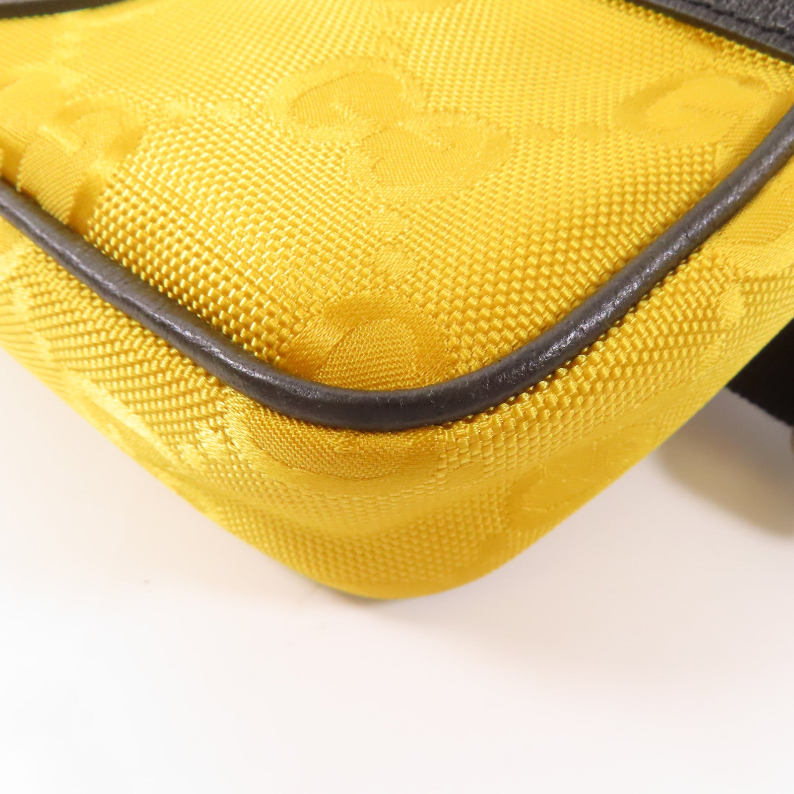 GUCCI 尼龍/皮革Waist Bag銀扣腰包黃色