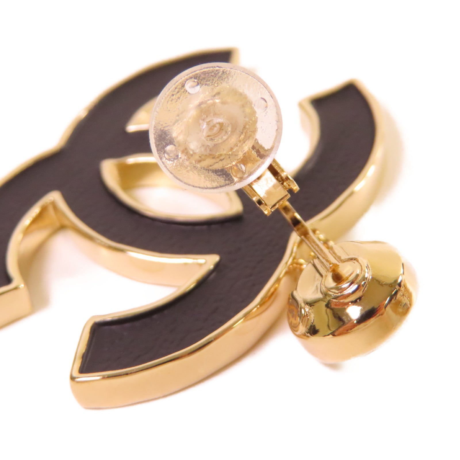 CHANEL 金屬/水鑽CC  Earrings金扣耳環金色/黑色