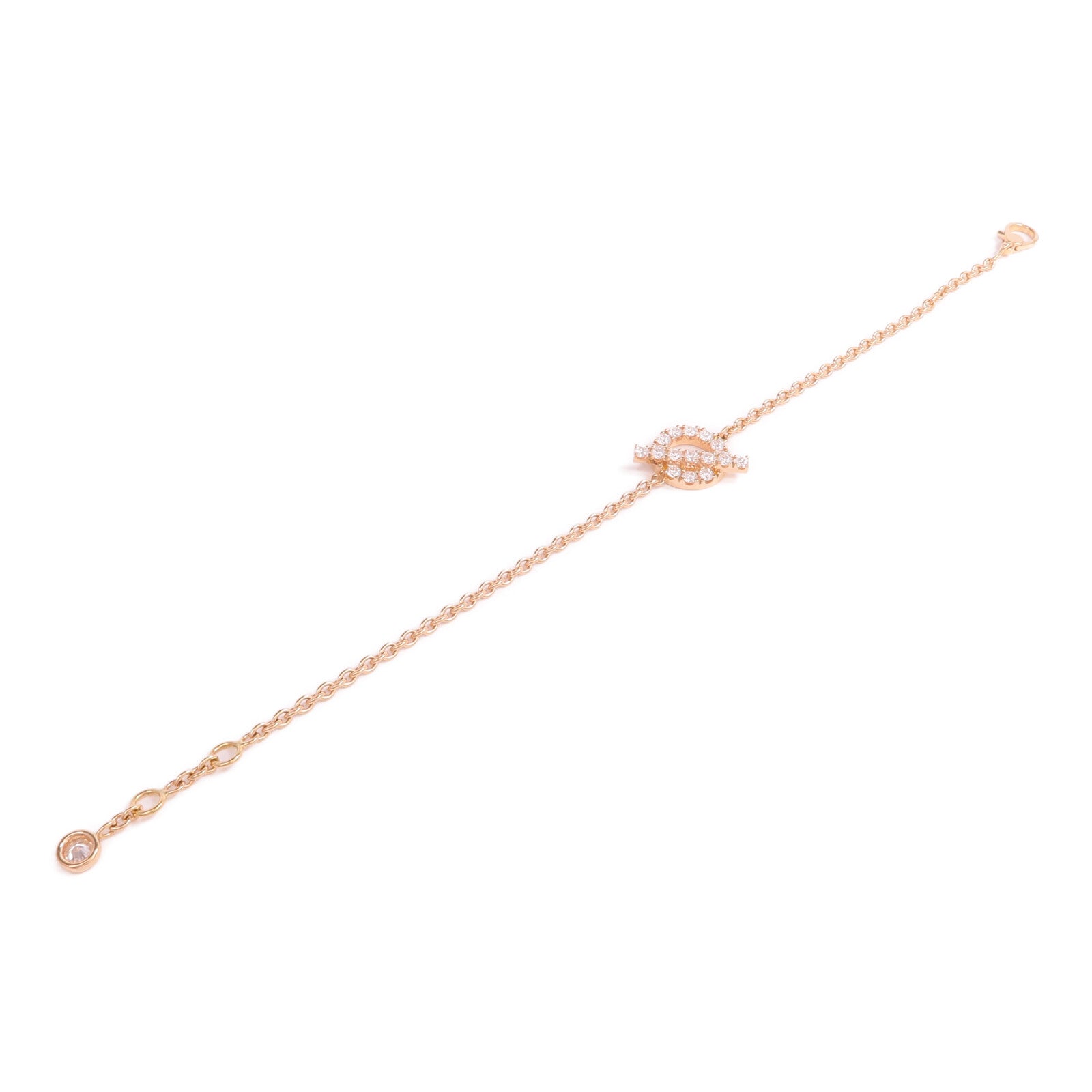 HERMES 18K玫瑰金Finesse Bracelet鑽石手鏈