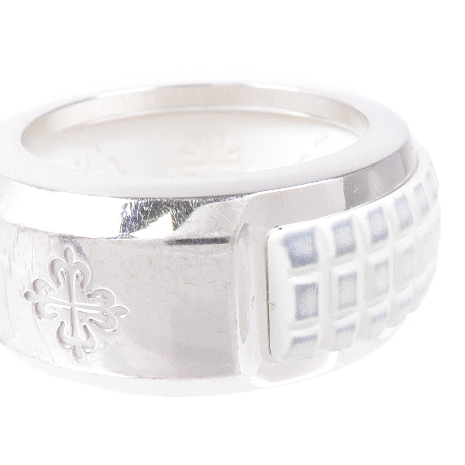 JEWELRY 18K白金Aquanaut Luce橡膠/鑽石戒指PATEK PHILIPPE#50/US#5