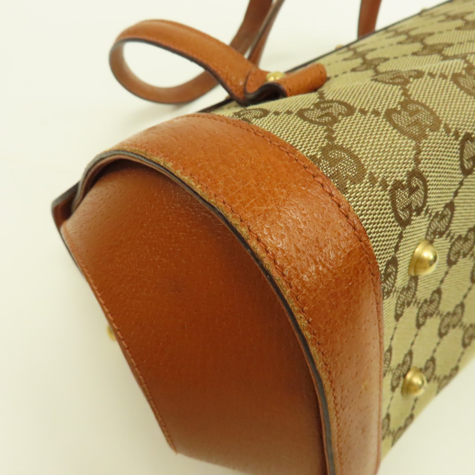 GUCCI 帆布Hand Bag金扣手挽袋啡色