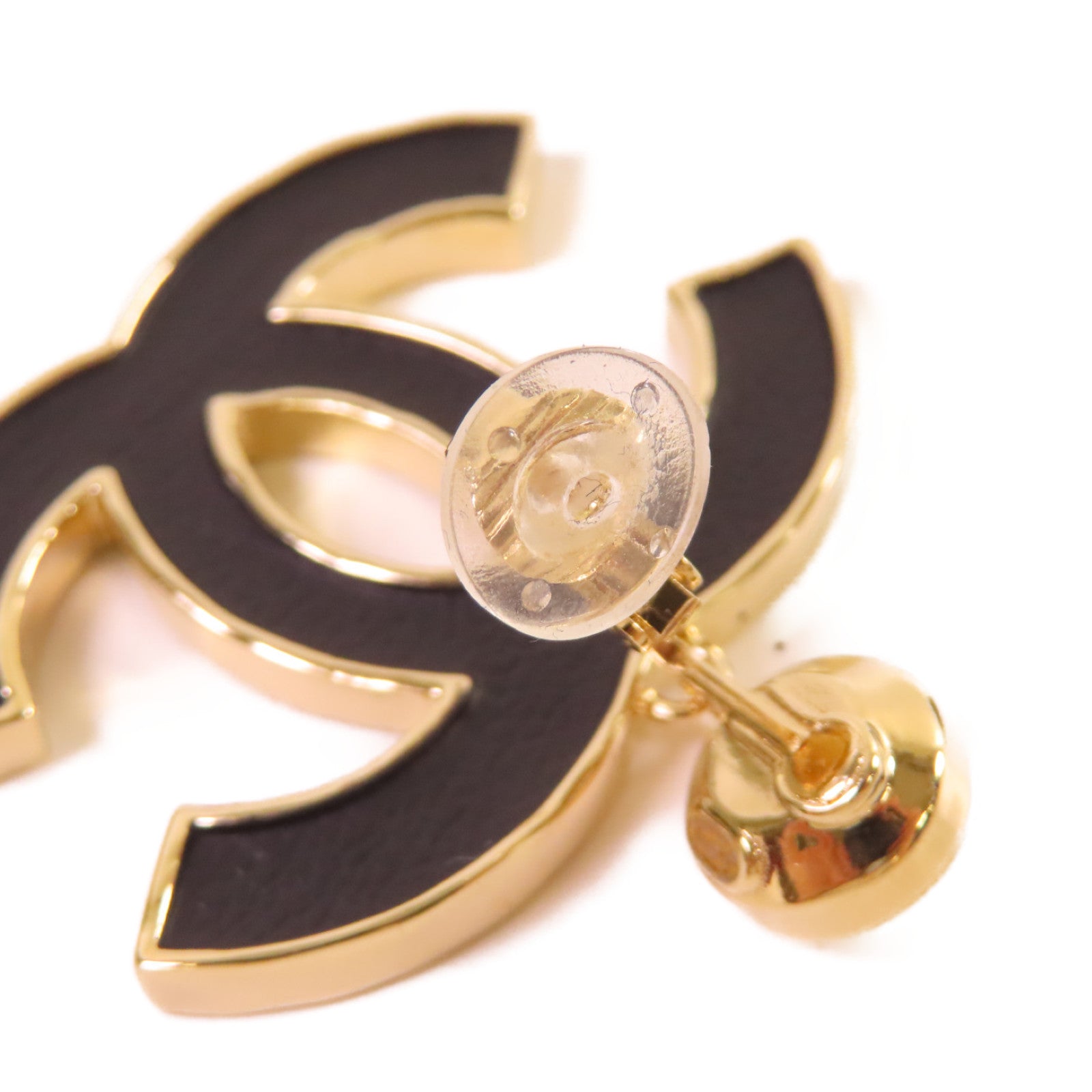 CHANEL 金屬/水鑽CC  Earrings金扣耳環金色/黑色