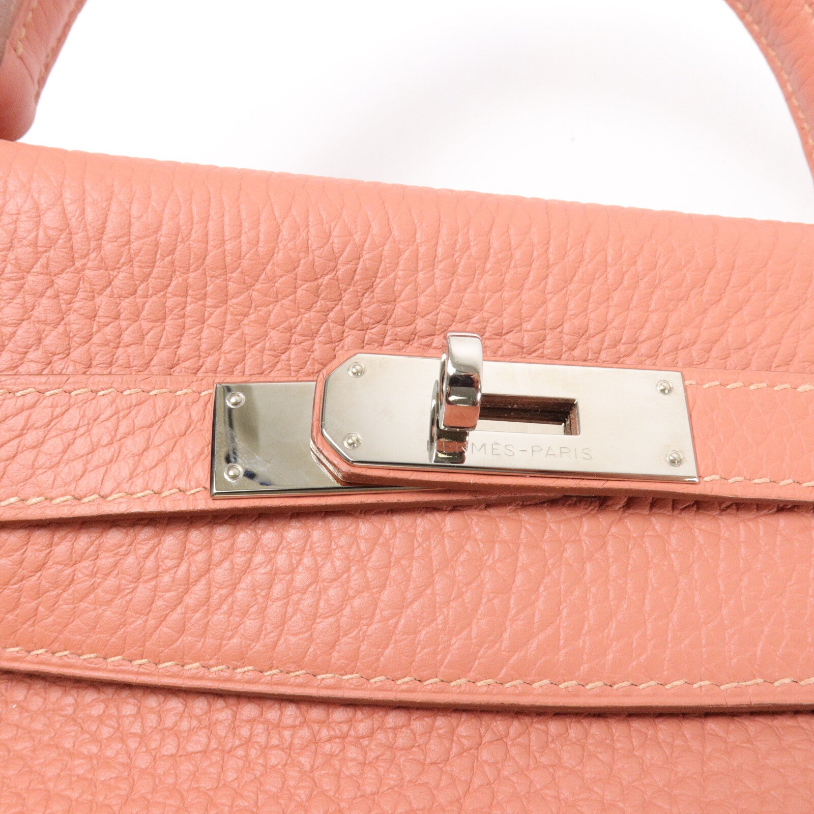 HERMES Clemence皮革Kelly 32手挽肩背兩用袋Rose Tes