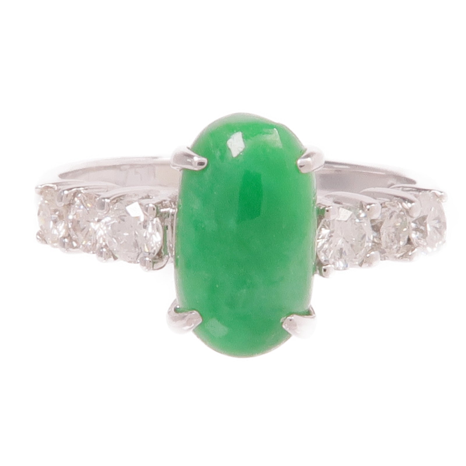 JEWELRY 18K白金Jade Diamond Ring翡翠/鑽石戒指US#3.5