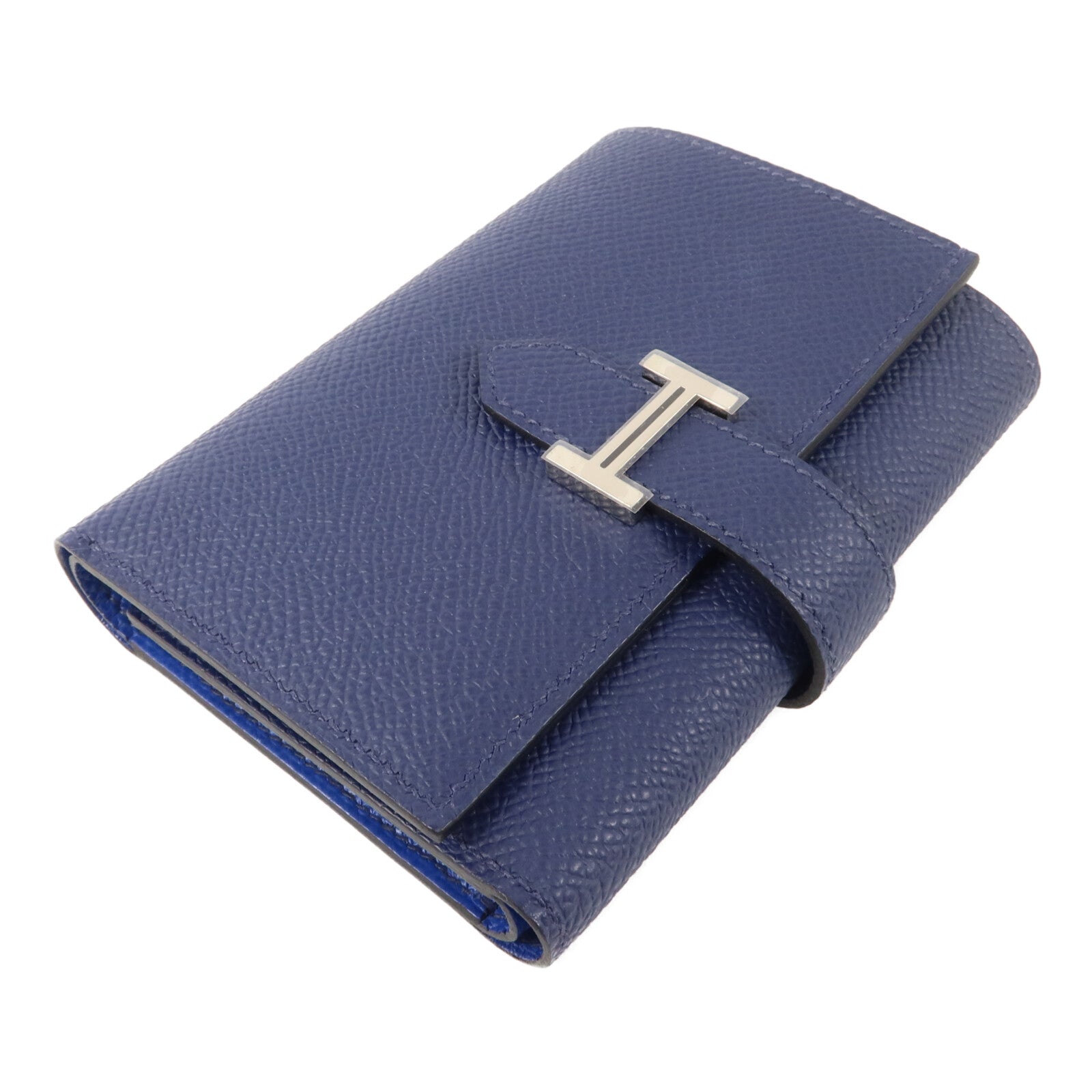 HERMES Epsom皮革Bearn Combine Wallet錢包Bleu Saphir