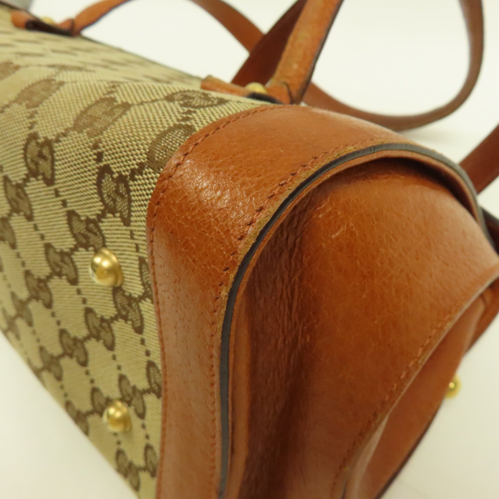 GUCCI 帆布Hand Bag金扣手挽袋啡色