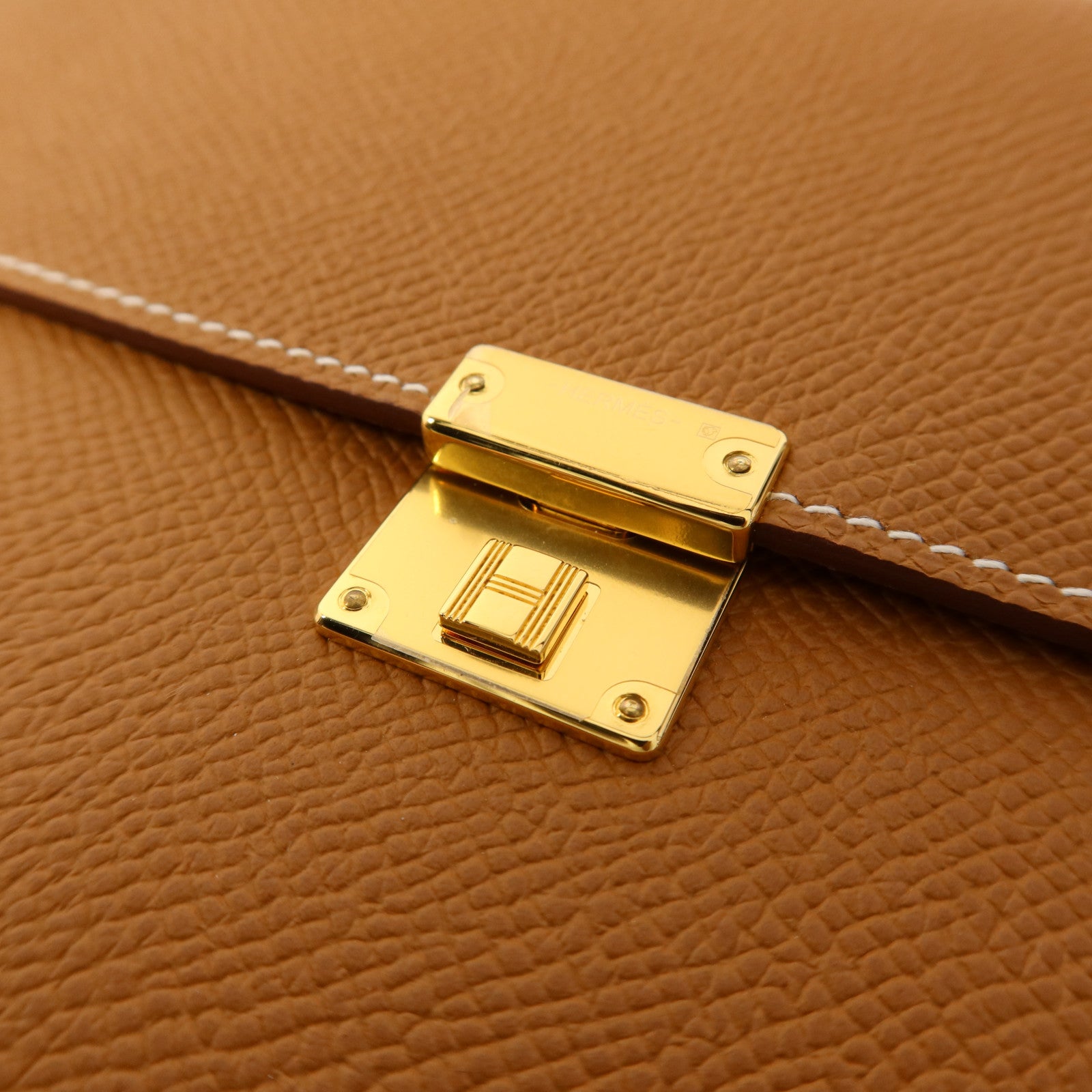 HERMES Epsom皮革Clic 16金扣肩背袋Gold