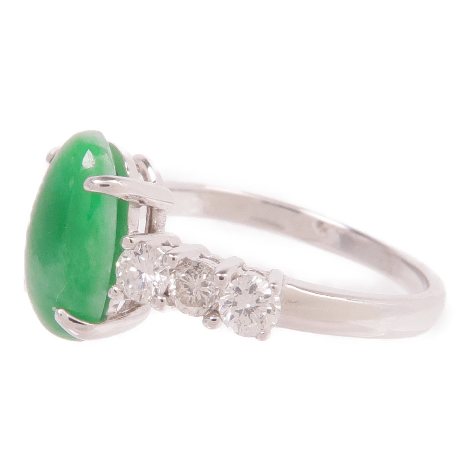 JEWELRY 18K白金Jade Diamond Ring翡翠/鑽石戒指US#3.5