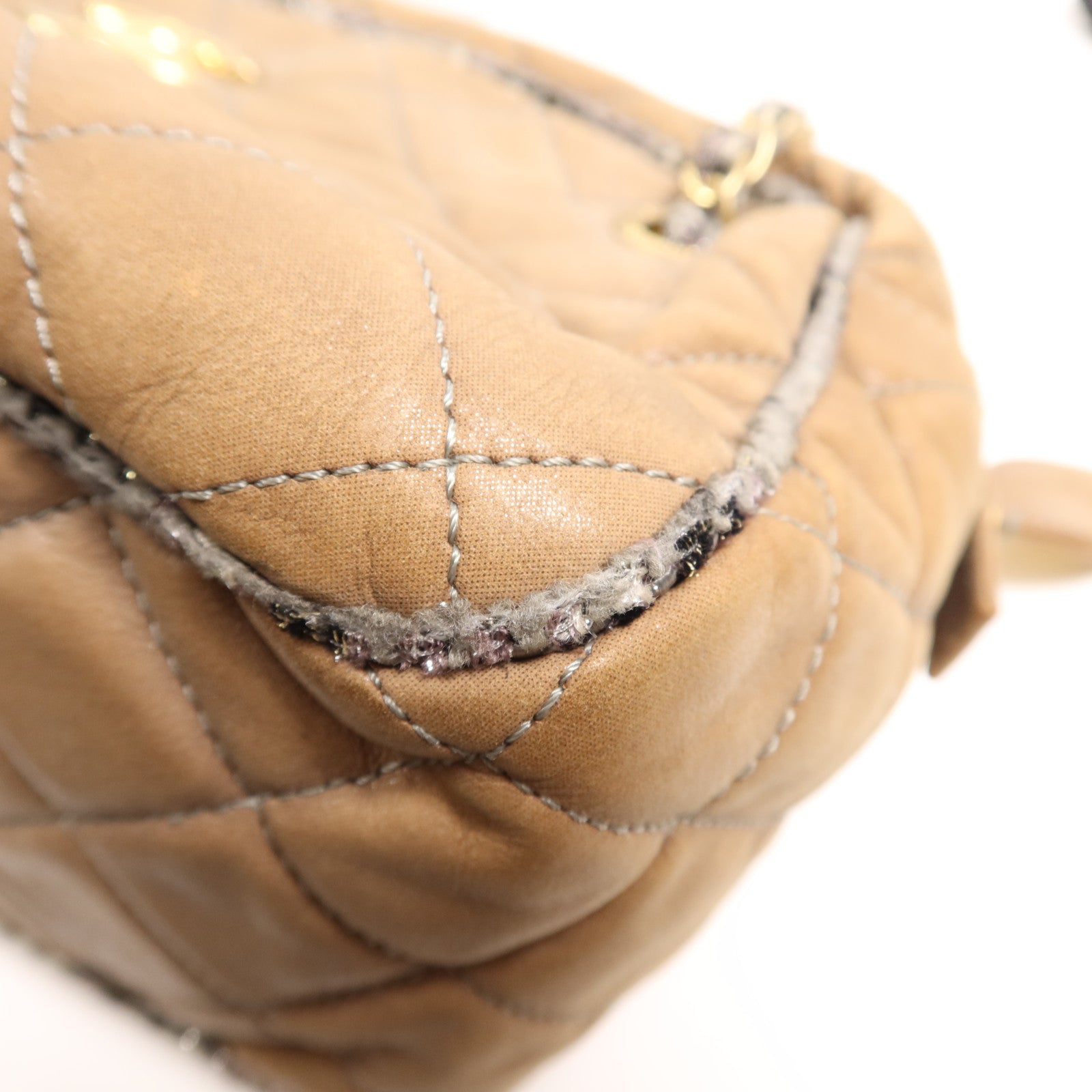 CHANEL 牛皮皮革Chain Shoulder Bag金扣鏈帶手挽肩背兩用袋