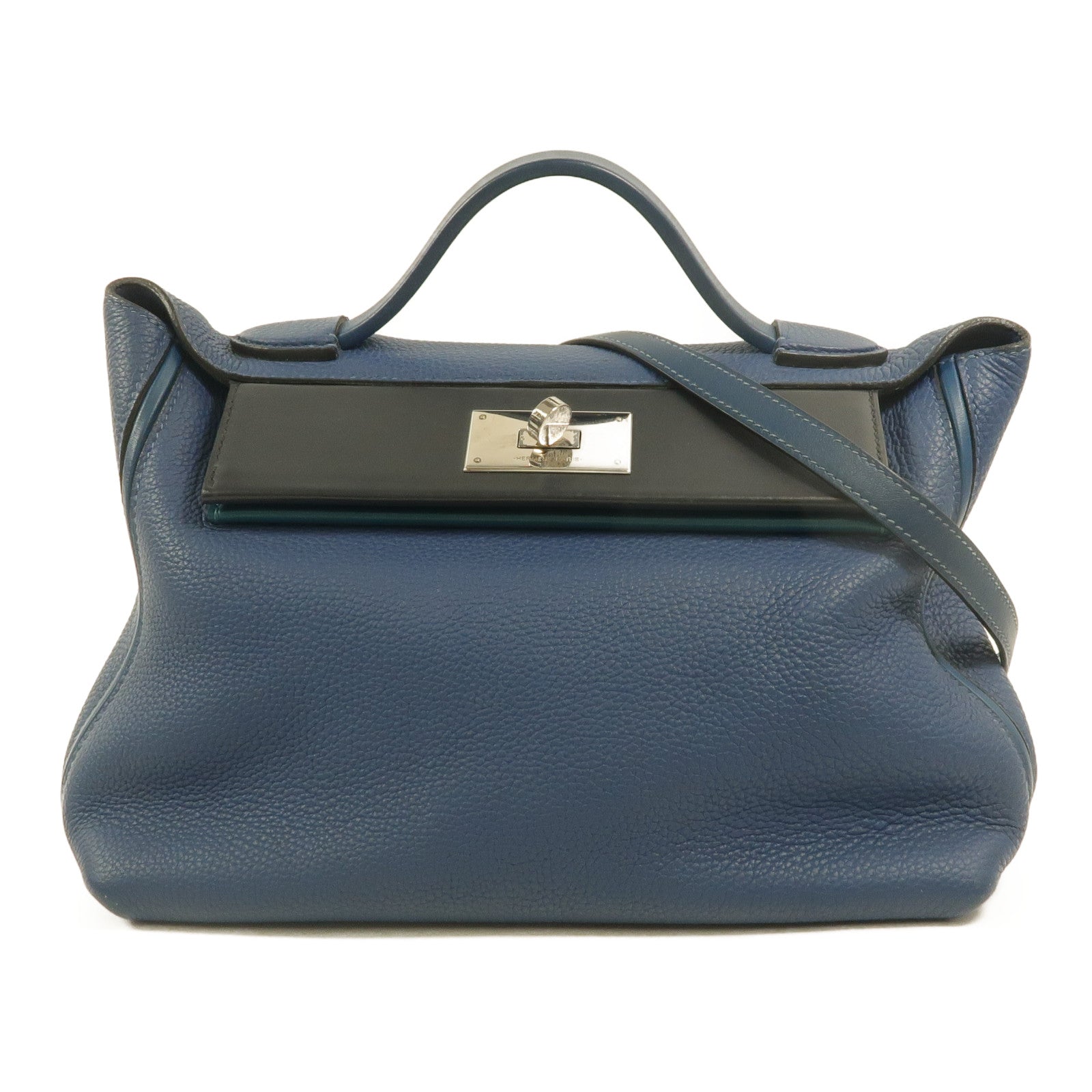 HERMES Togo皮革24/24 29cm手挽肩背兩用袋Bleu Brighton