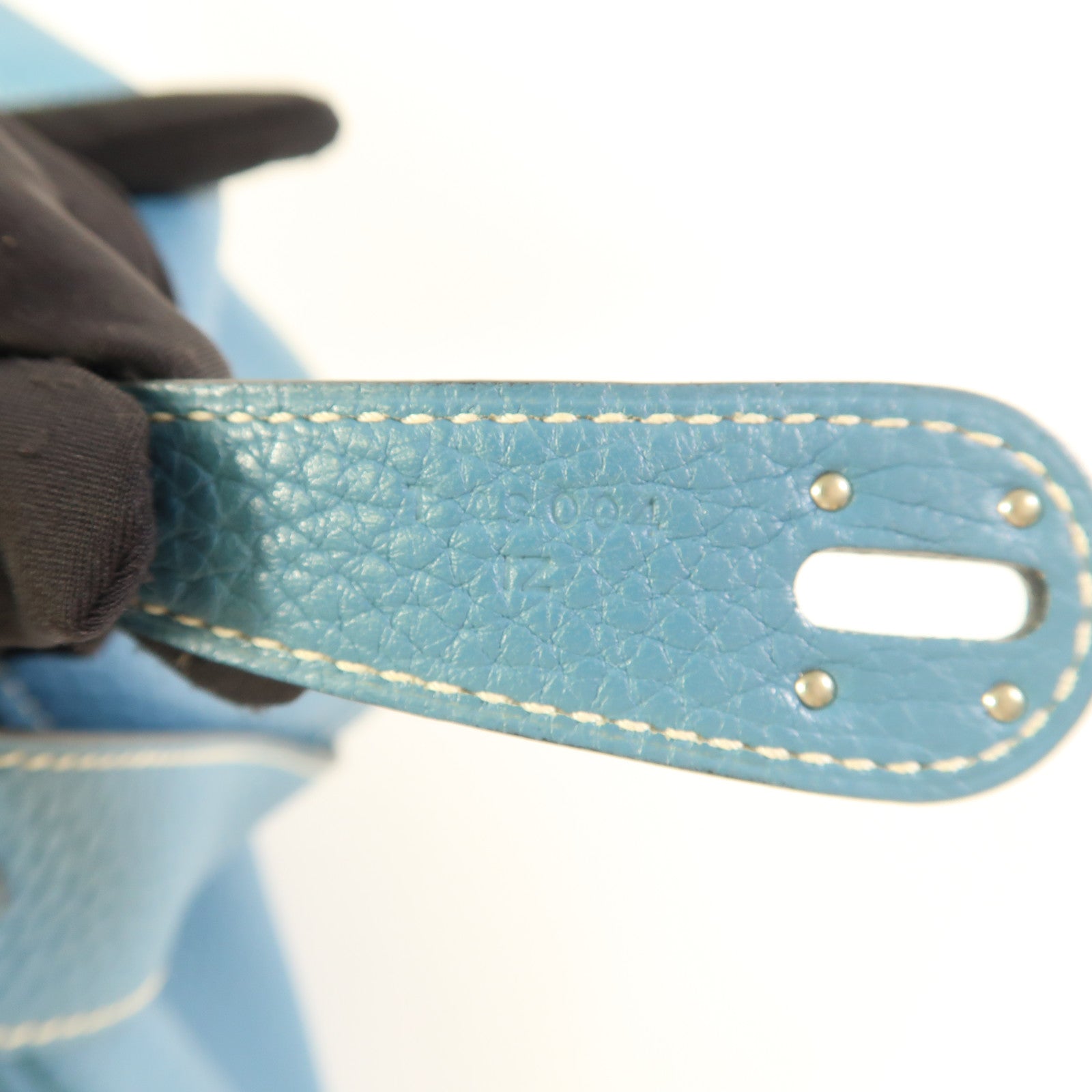 HERMES Clemence皮革Lindy 30銀扣手挽肩背兩用袋Bleu Jean