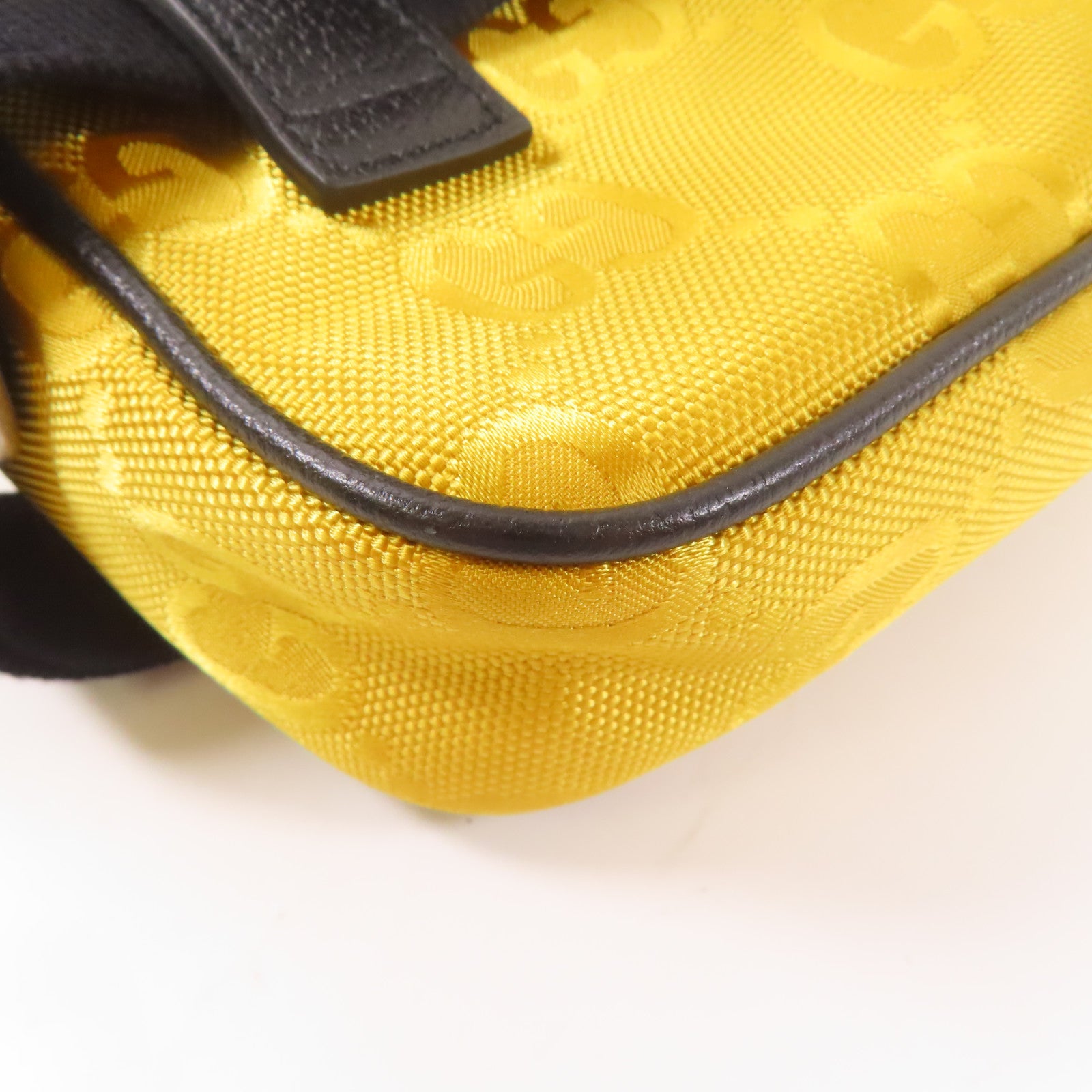 GUCCI 尼龍/皮革Waist Bag銀扣腰包黃色