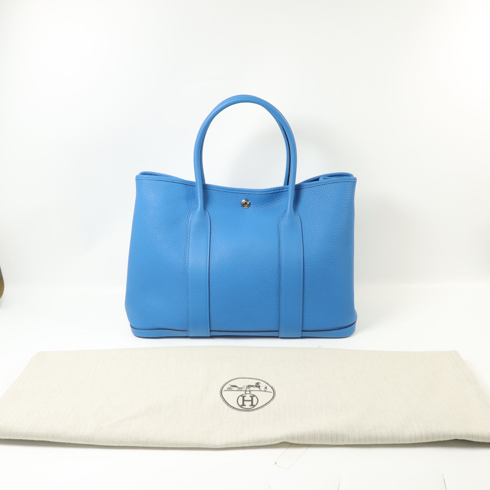 HERMES Negonda皮革Garden Party PM手挽袋Bleu Zanzibar