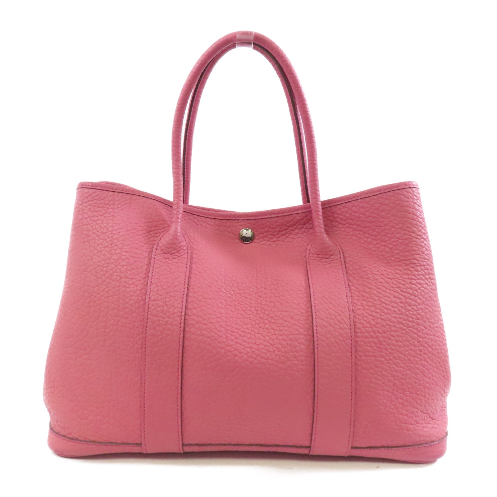 HERMES Negonda皮革Garden Party PM銀扣手挽袋粉紅色