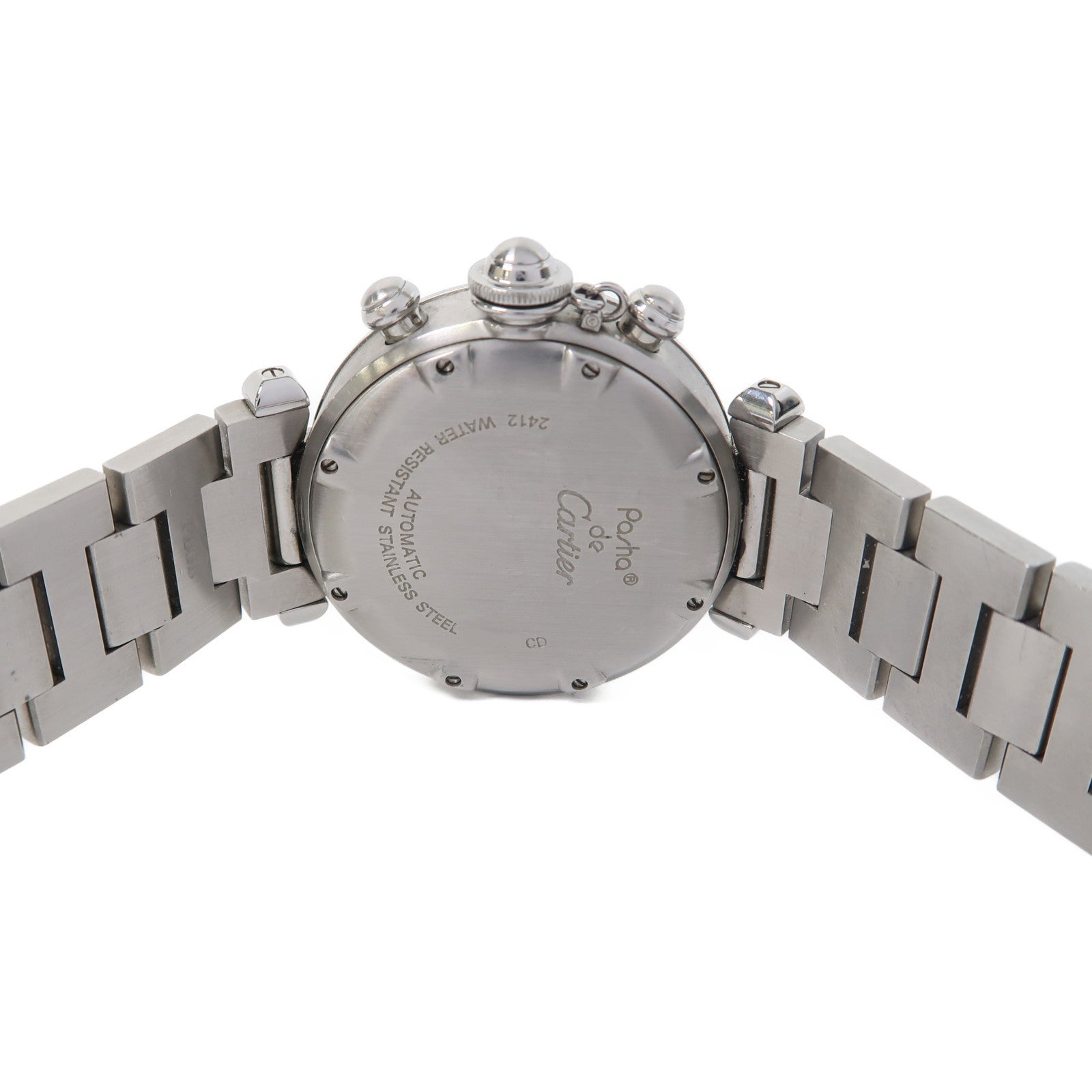 CARTIER Pasha Chronograph不鏽鋼手錶自動機芯銀色