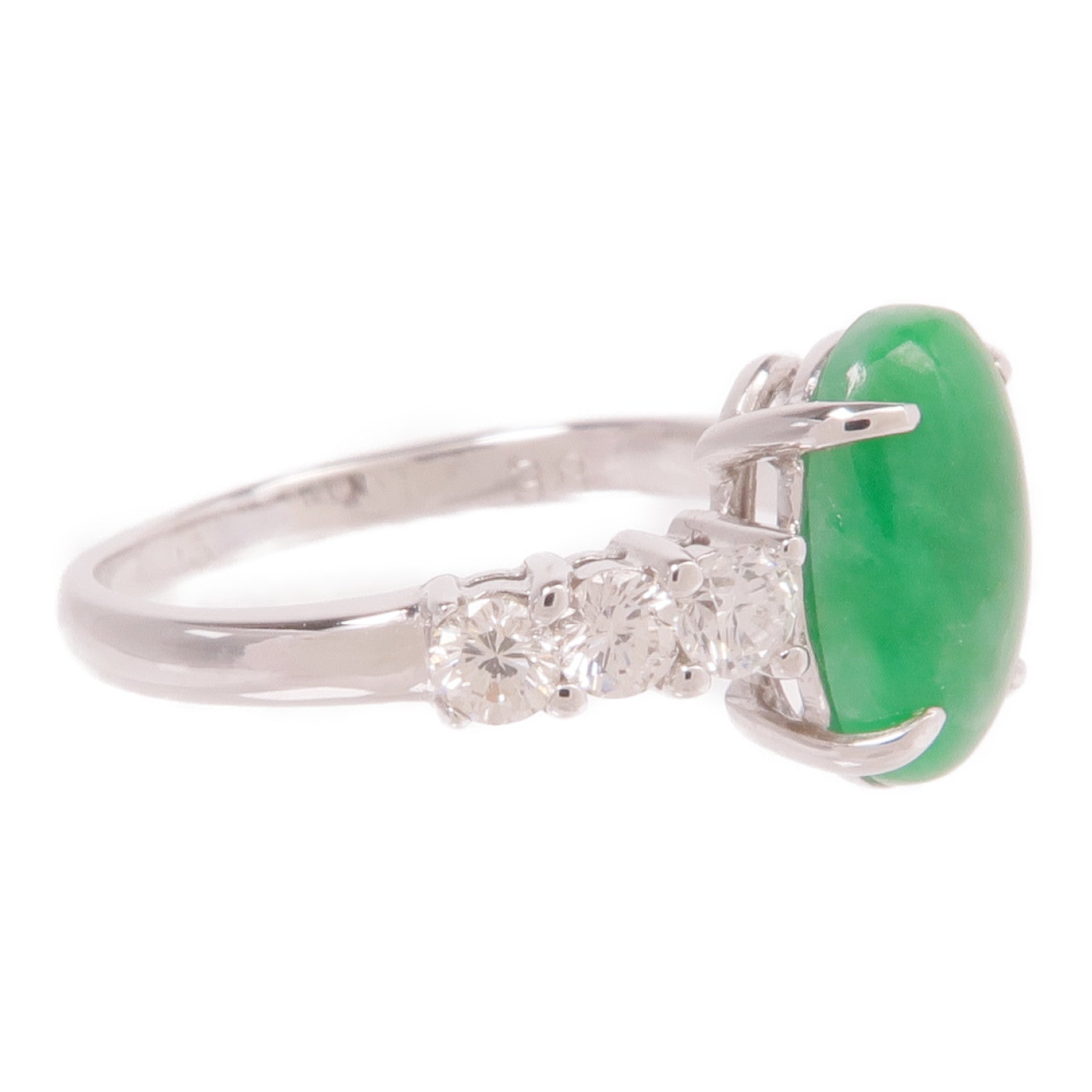 JEWELRY 18K白金Jade Diamond Ring翡翠/鑽石戒指US#3.5