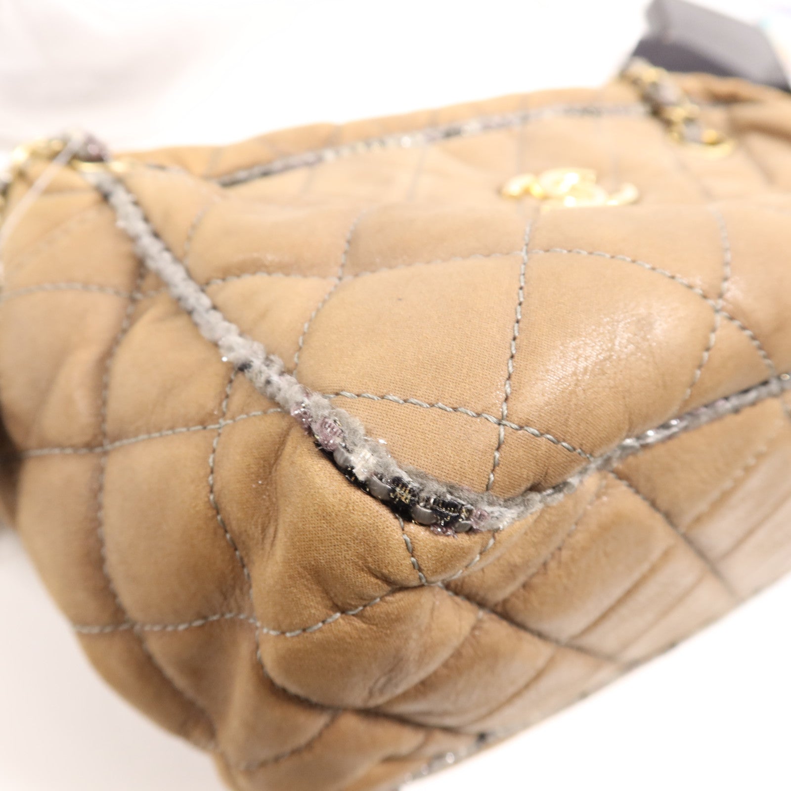 CHANEL 牛皮皮革Chain Shoulder Bag金扣鏈帶手挽肩背兩用袋