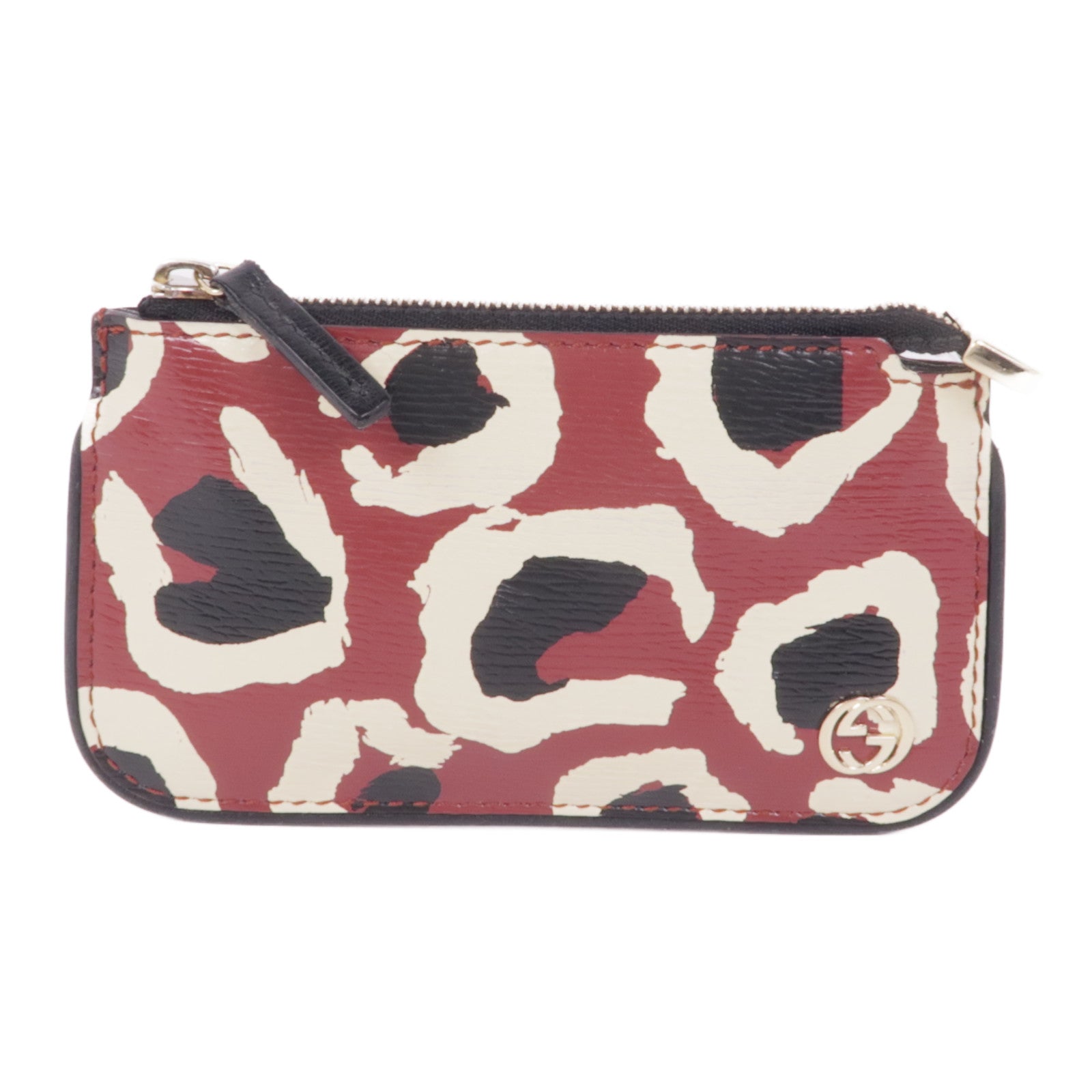 GUCCI GG GHW Key Coin Case 233183 Coated Canvas Red White Black