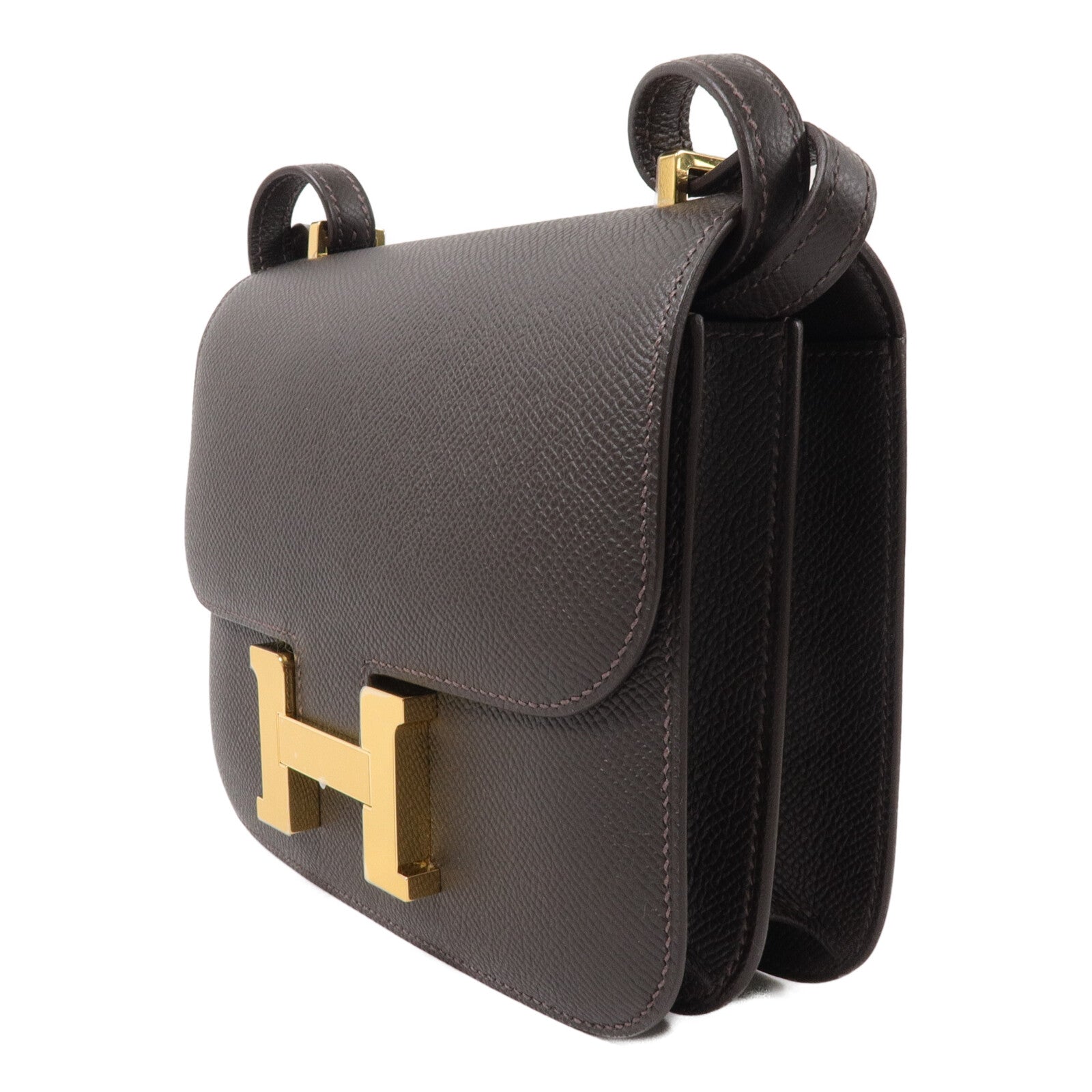 HERMES Epsom皮革Constance Mini III Miroir肩背袋Bai Brun
