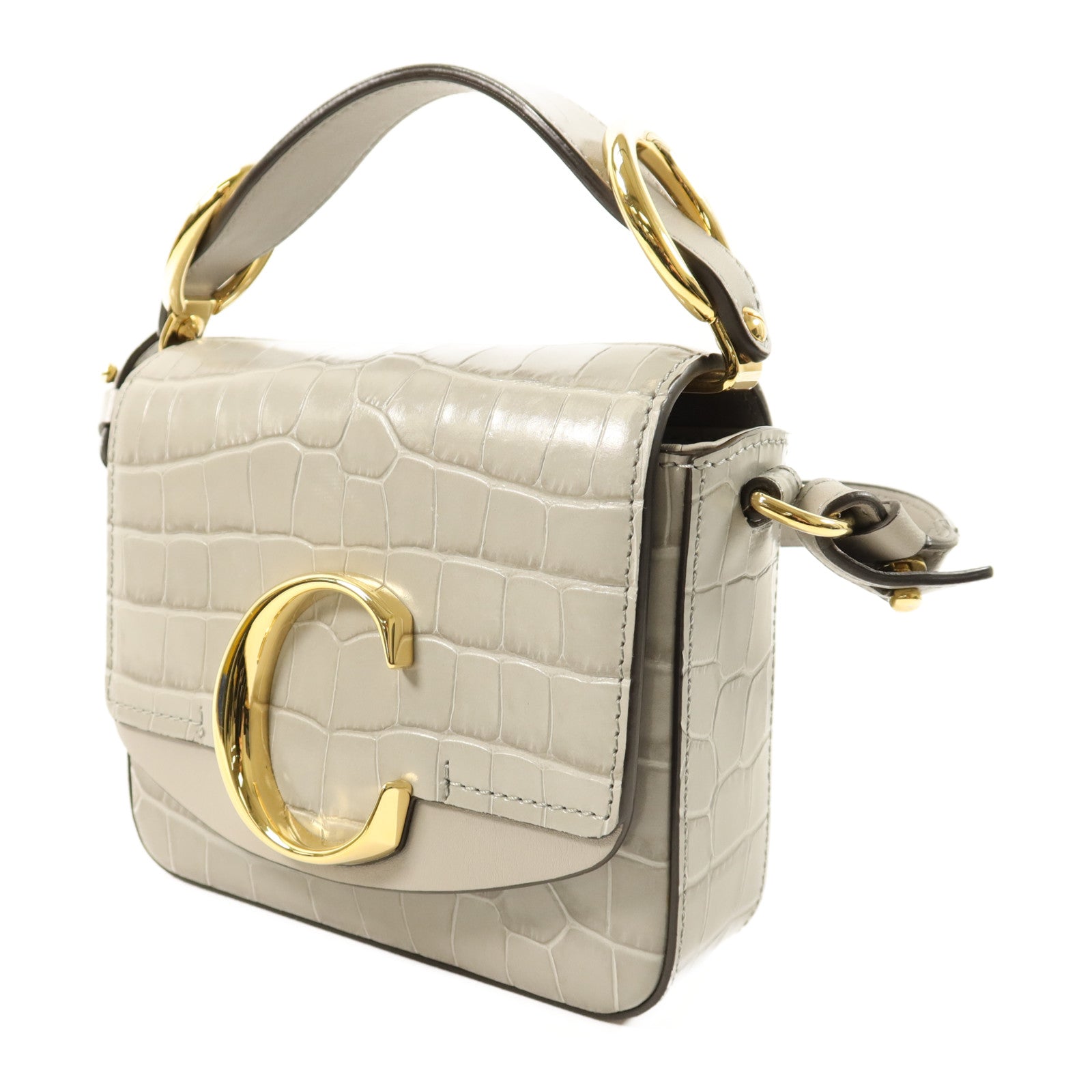 Chloe 牛皮皮革Mini C Bag金扣手挽肩背兩用袋