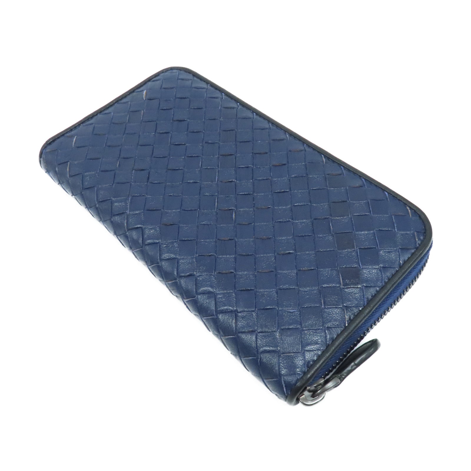 BOTTEGA VENETA 【激減優惠】織紋皮革Long Wallet長錢包藍色