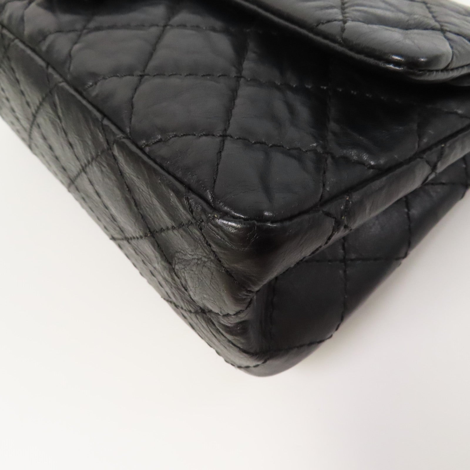 CHANEL 【激減優惠】菱格牛皮皮革2.55金扣鏈帶肩背袋黑色