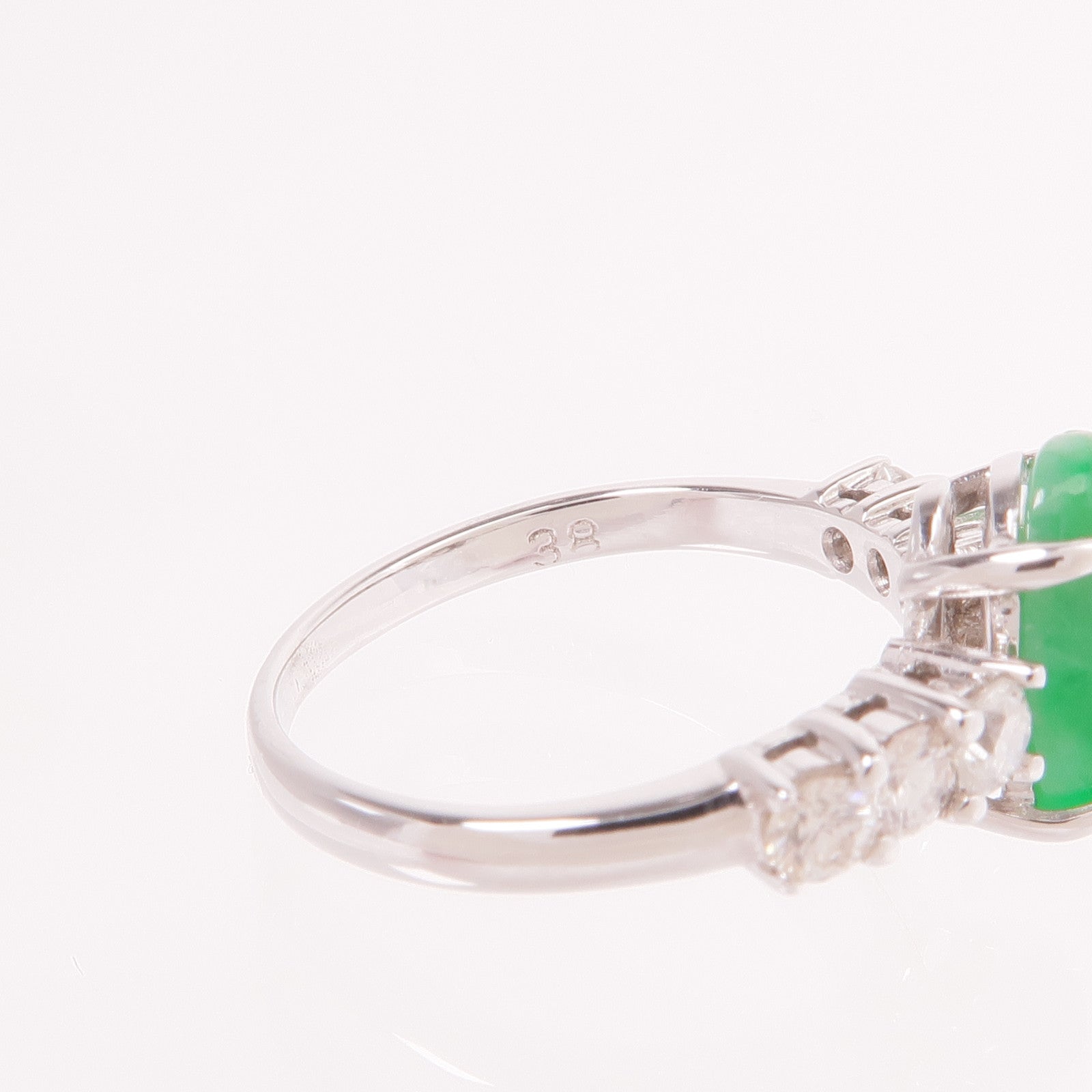 JEWELRY 18K白金Jade Diamond Ring翡翠/鑽石戒指US#3.5
