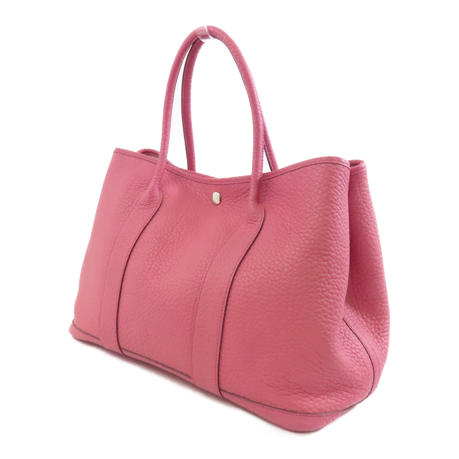 HERMES Negonda皮革Garden Party PM銀扣手挽袋粉紅色