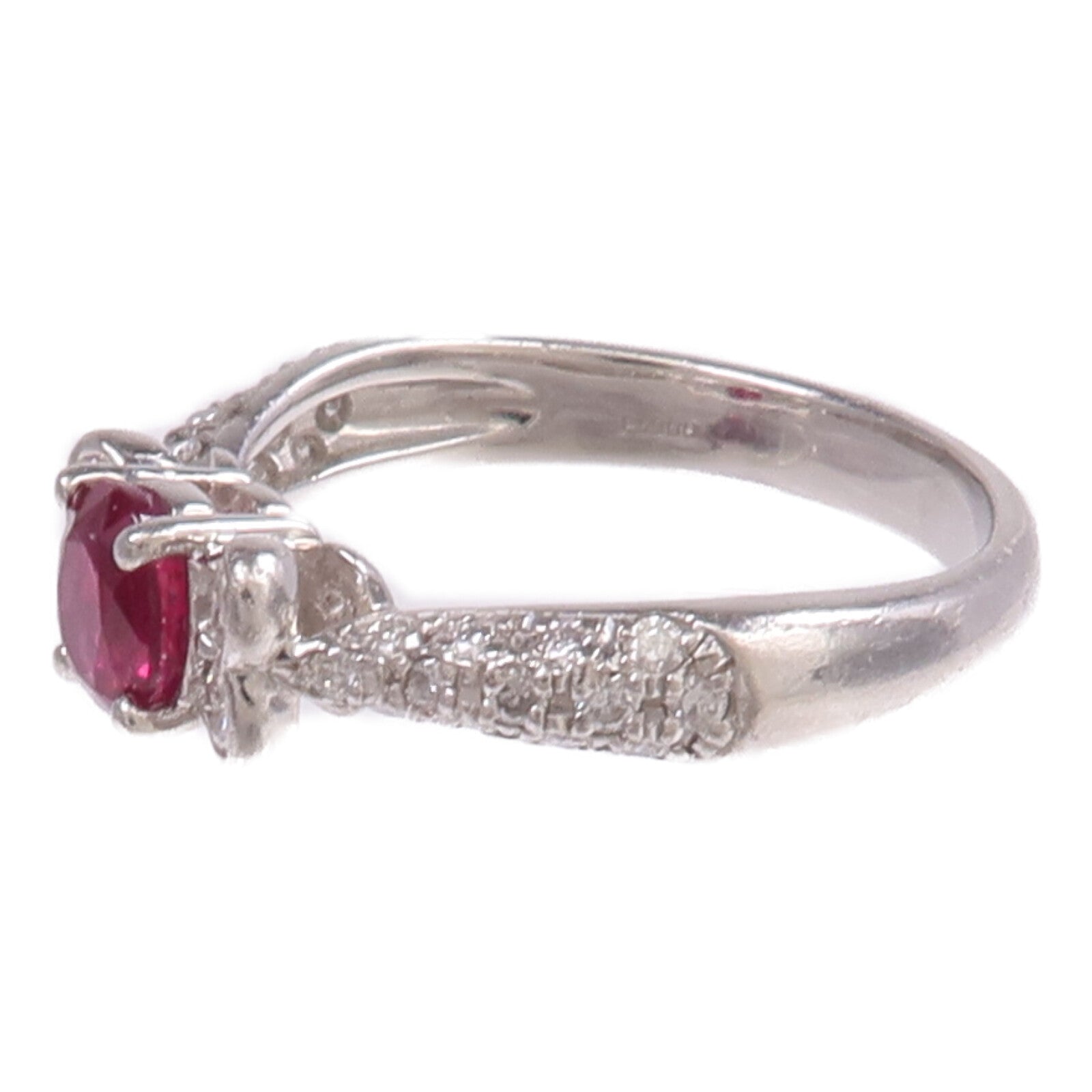 JEWELRY PT900鉑金Ruby Diamond Ring紅寶石/鑽石戒指US#5.25