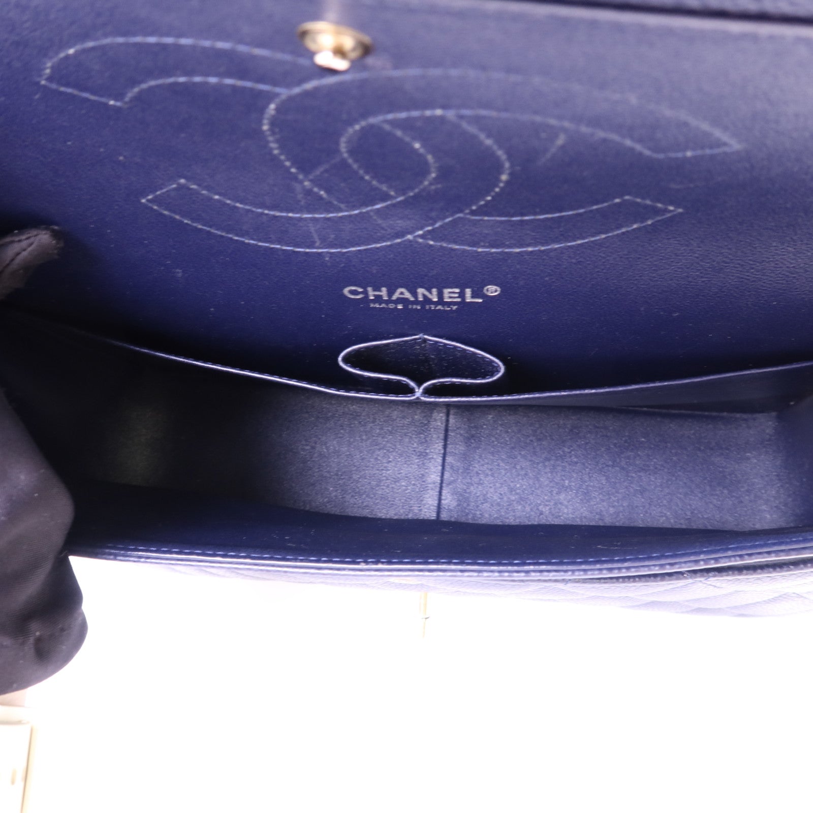 CHANEL 牛皮皮革Large Classic銀扣鏈帶肩背袋