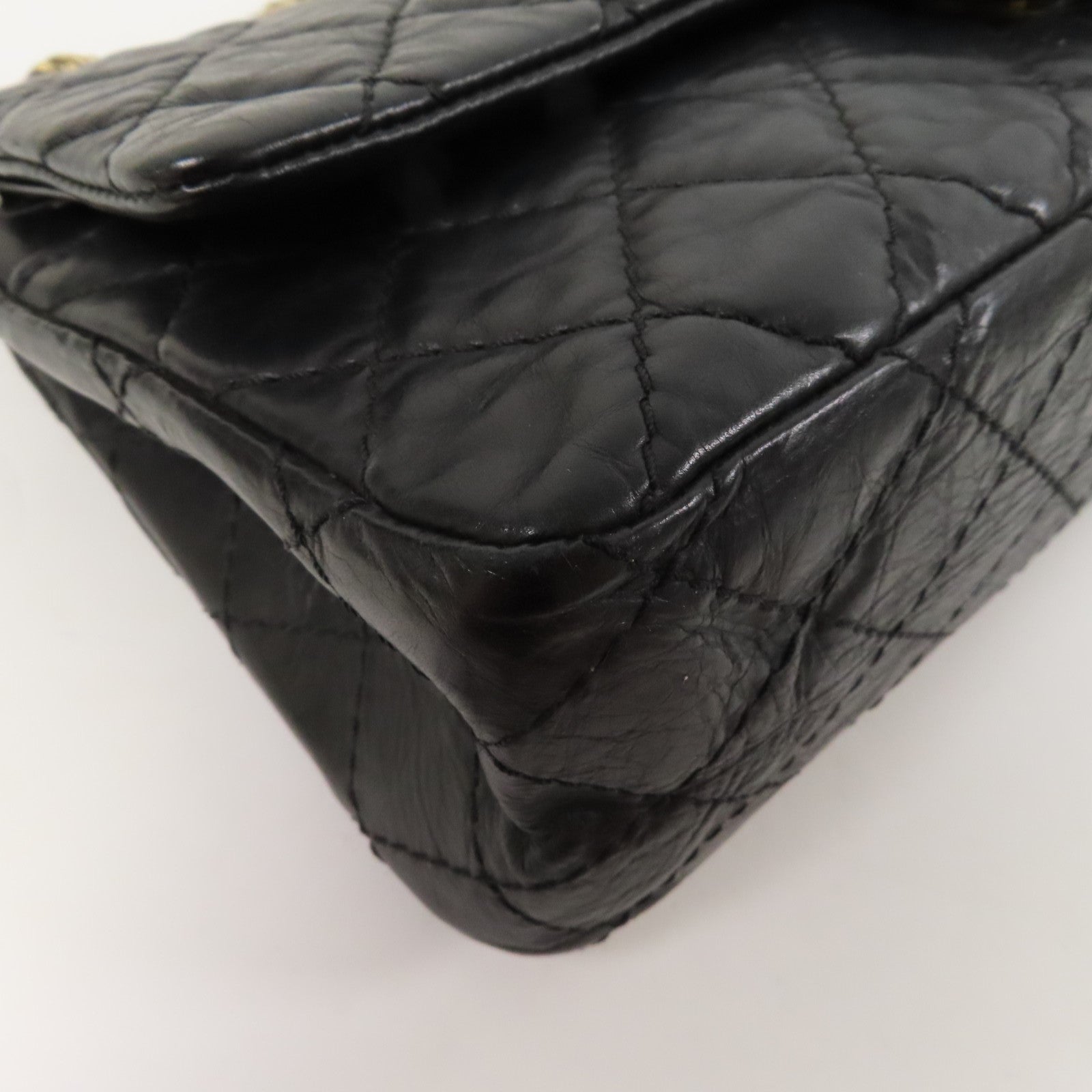 CHANEL 【激減優惠】菱格牛皮皮革2.55金扣鏈帶肩背袋黑色