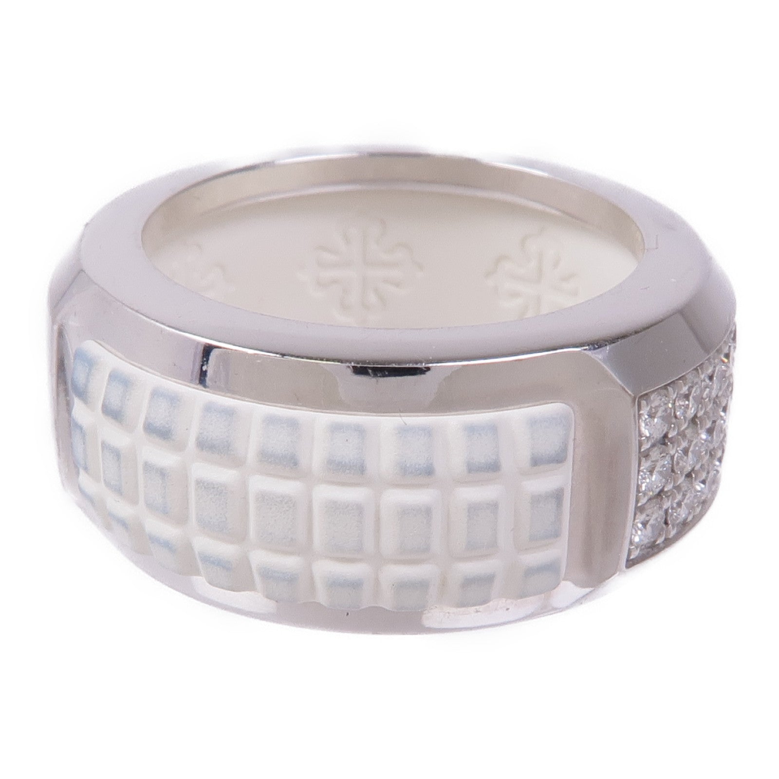 JEWELRY 18K白金Aquanaut Luce橡膠/鑽石戒指PATEK PHILIPPE#50/US#5
