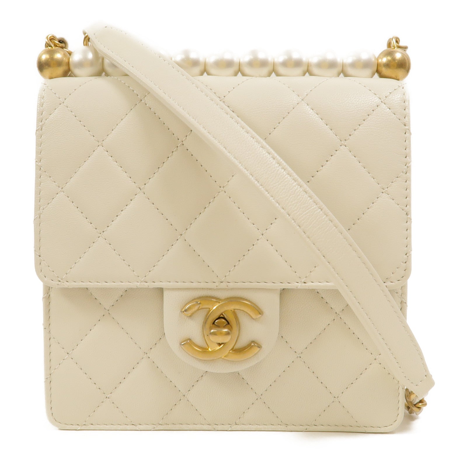 CHANEL 羊皮皮革Small Chic Pearls Flap Bag鏈帶肩背袋