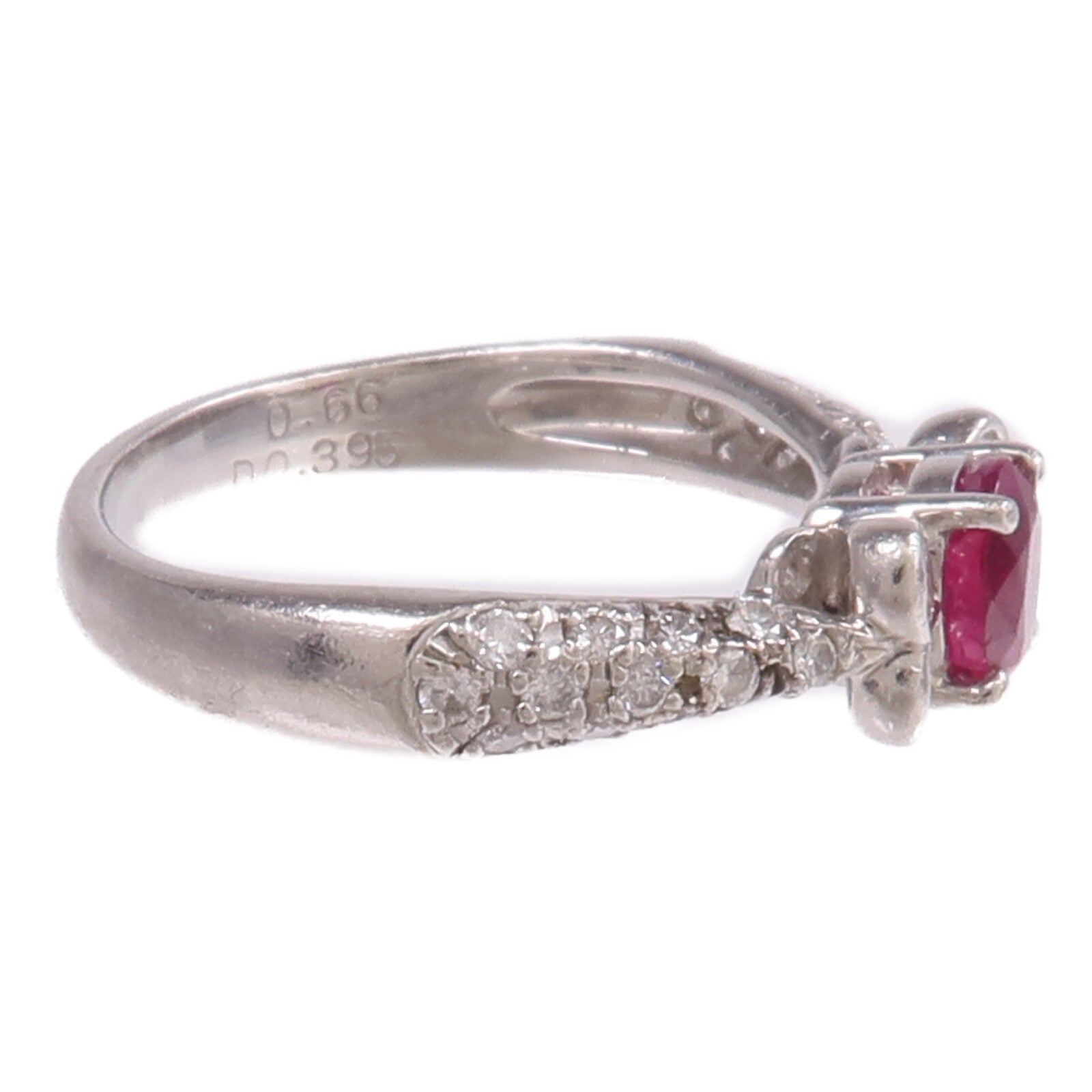 JEWELRY PT900鉑金Ruby Diamond Ring紅寶石/鑽石戒指US#5.25