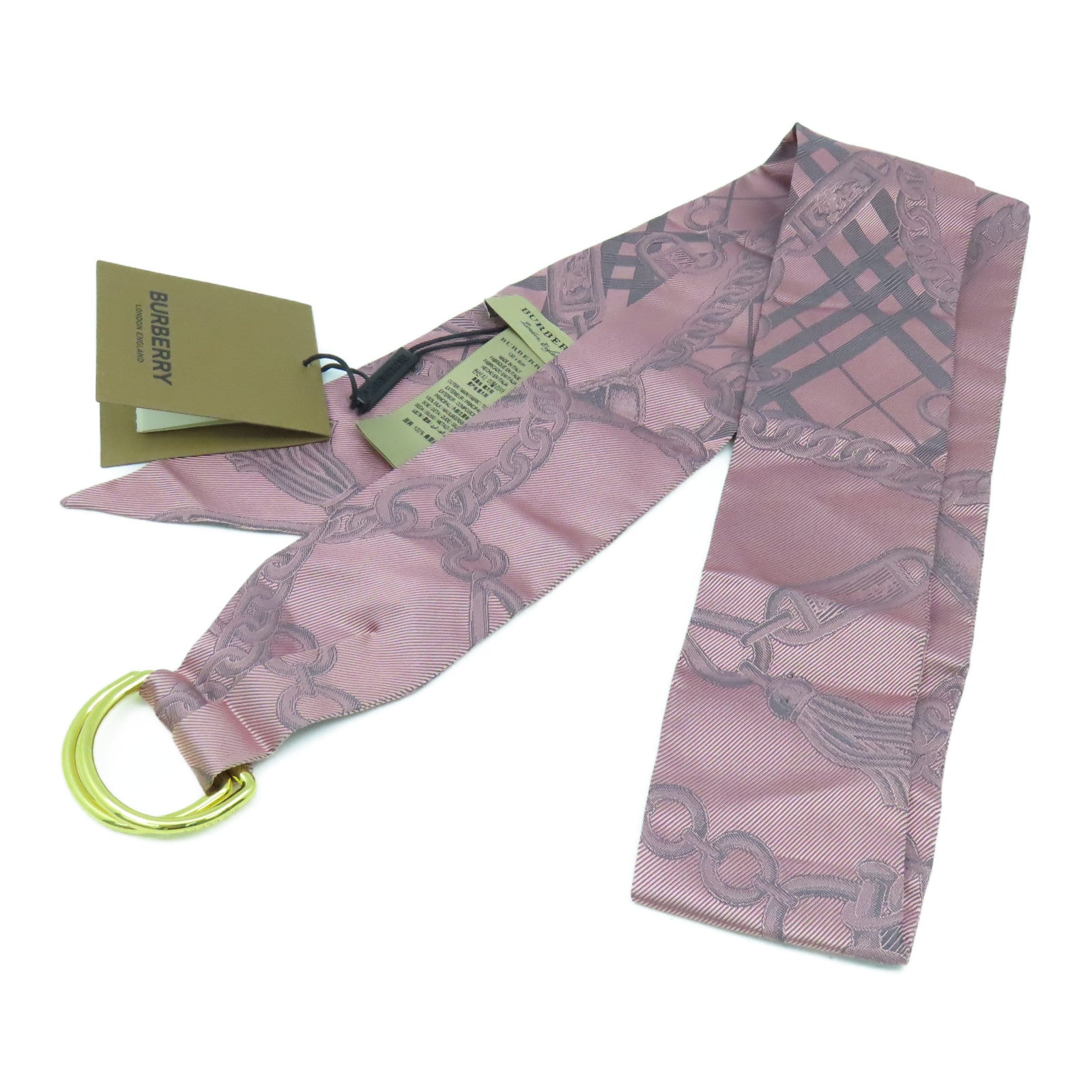 BURBERRY 【激減優惠】絲質Scarf金扣絲巾粉紅色