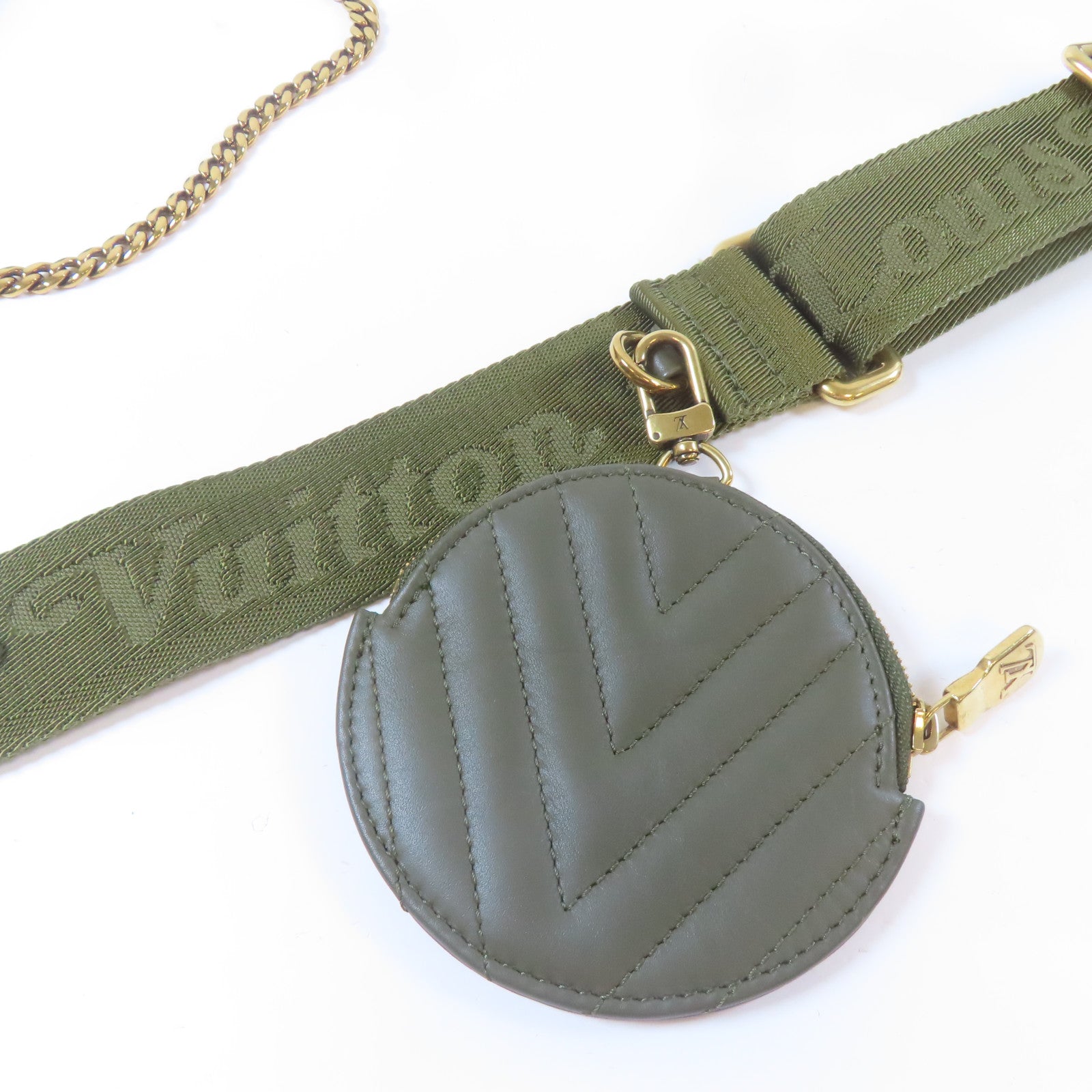 LOUIS VUITTON 牛皮皮革New Wave Multi Pochette金扣手挽肩背兩用袋綠色