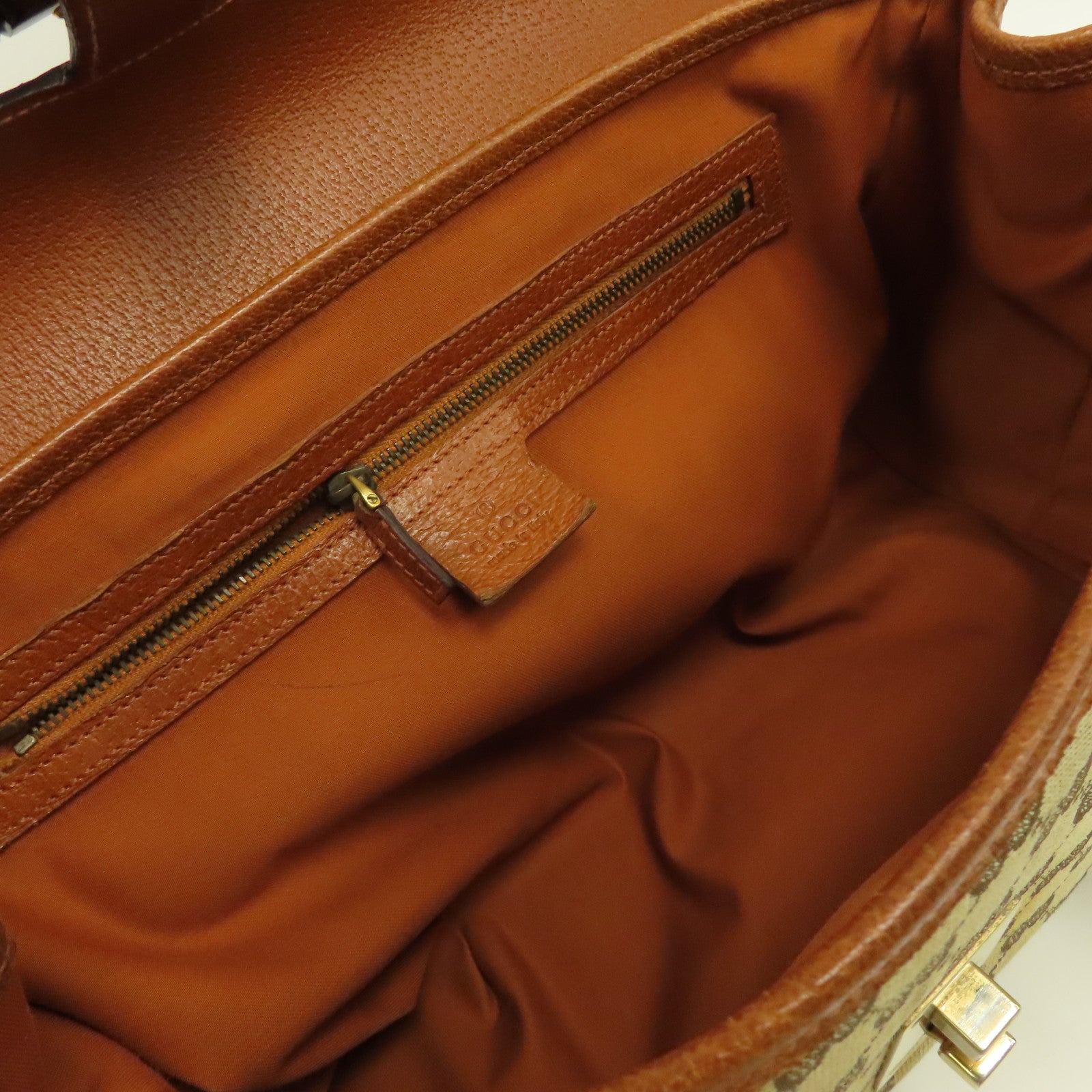 GUCCI 帆布Hand Bag金扣手挽袋啡色