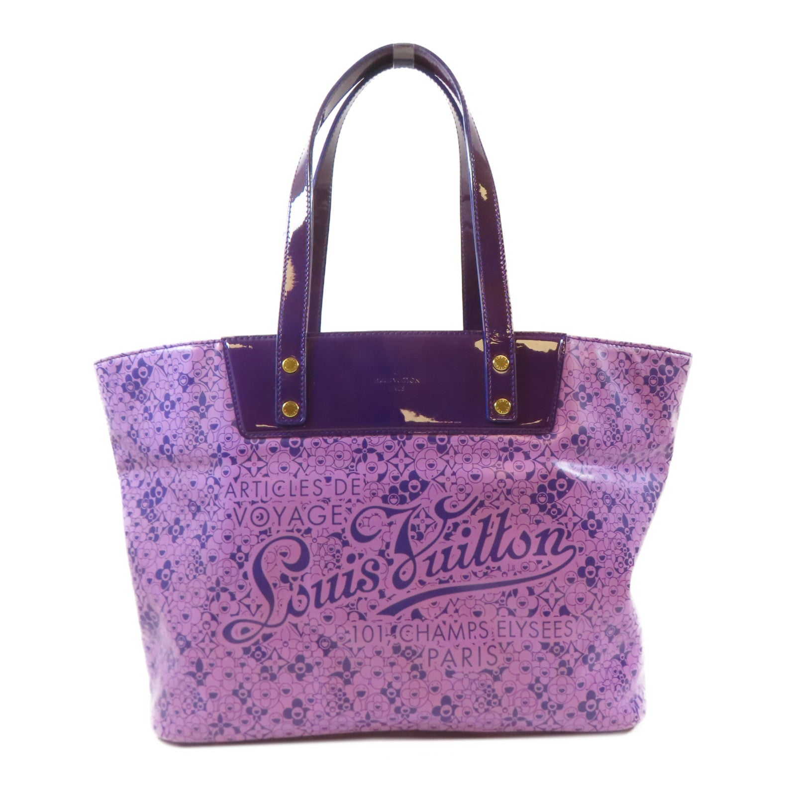 LOUIS VUITTON 【激減優惠】塗層帆布/皮革Cosmic Blossom PM金扣手挽袋紫色