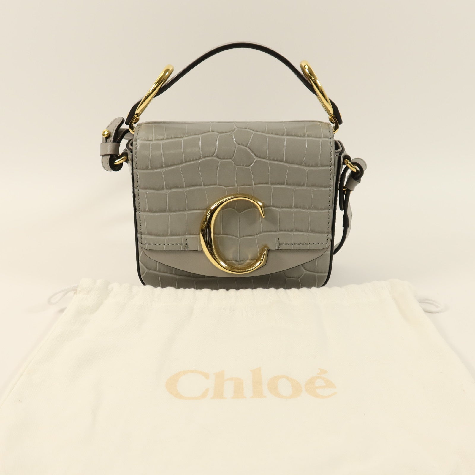 Chloe 牛皮皮革Mini C Bag金扣手挽肩背兩用袋