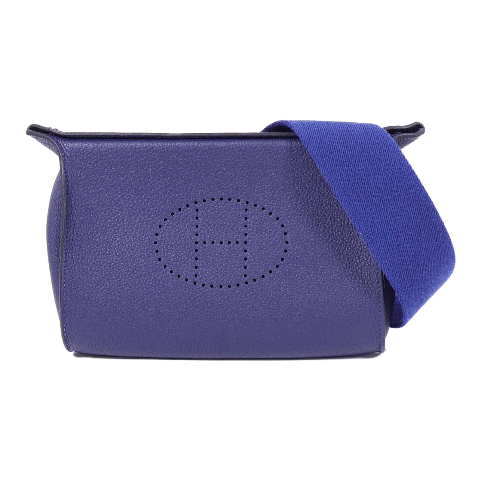 HERMES 【激減優惠】Togo皮革Videpoches銀扣肩背袋Bleu De Prusse