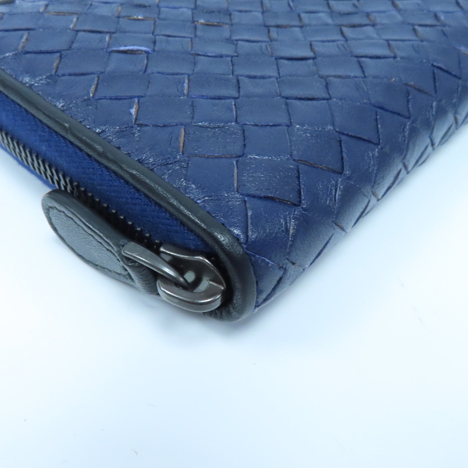BOTTEGA VENETA 【激減優惠】織紋皮革Long Wallet長錢包藍色