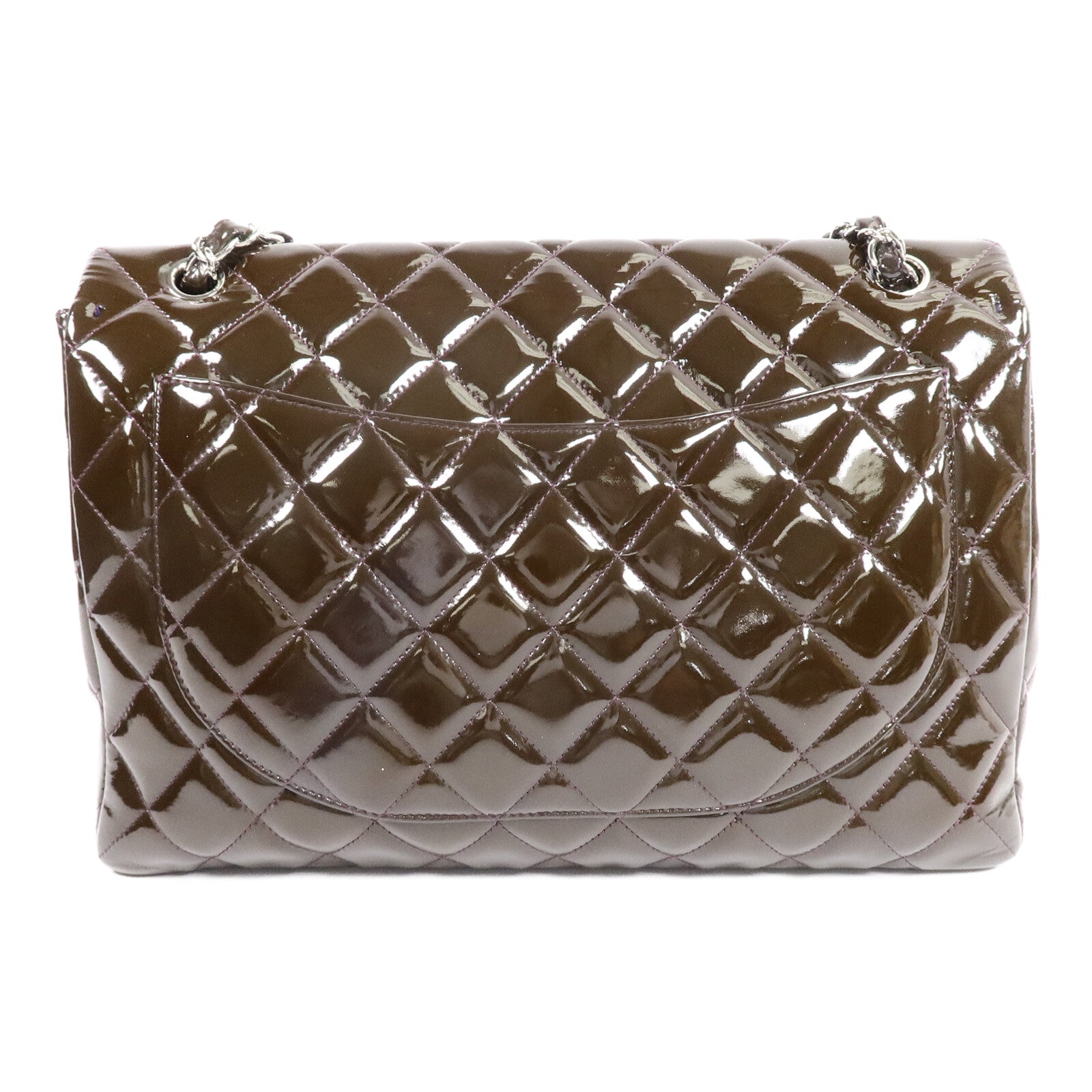 CHANEL 漆皮皮革Maxi Classic鏈帶肩背袋