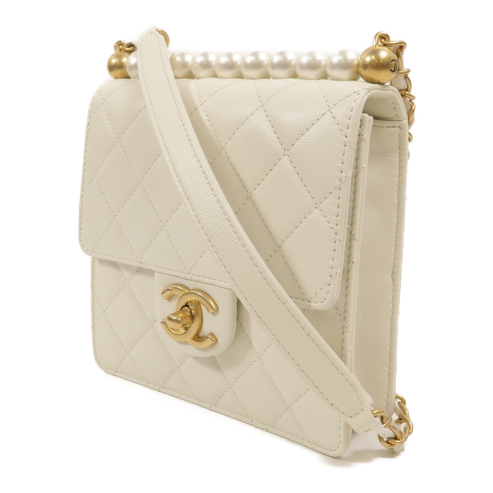 CHANEL 羊皮皮革Small Chic Pearls Flap Bag鏈帶肩背袋
